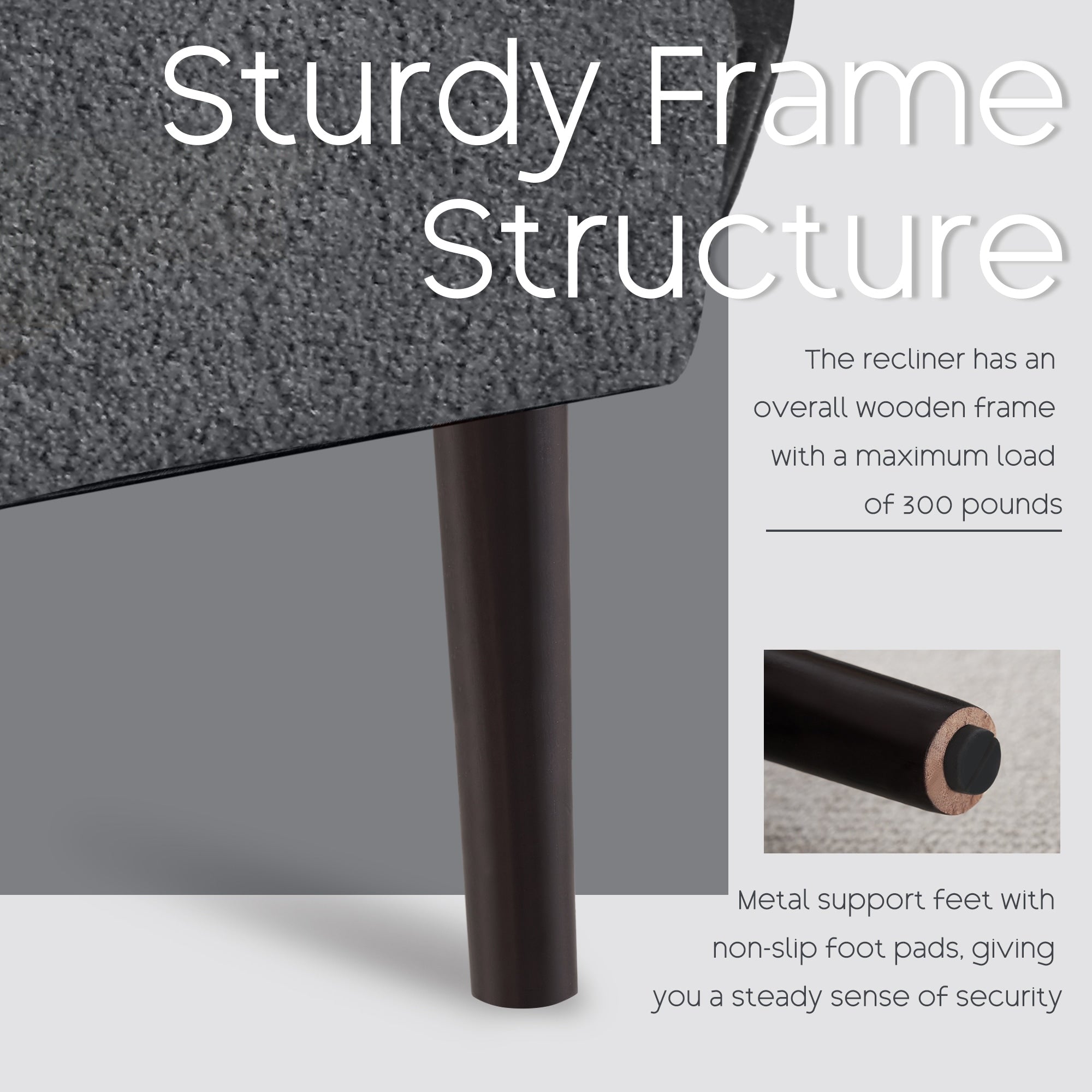 HOMYKA Accent Lounge Chair with Adjustable Backrest Storage Ottoman