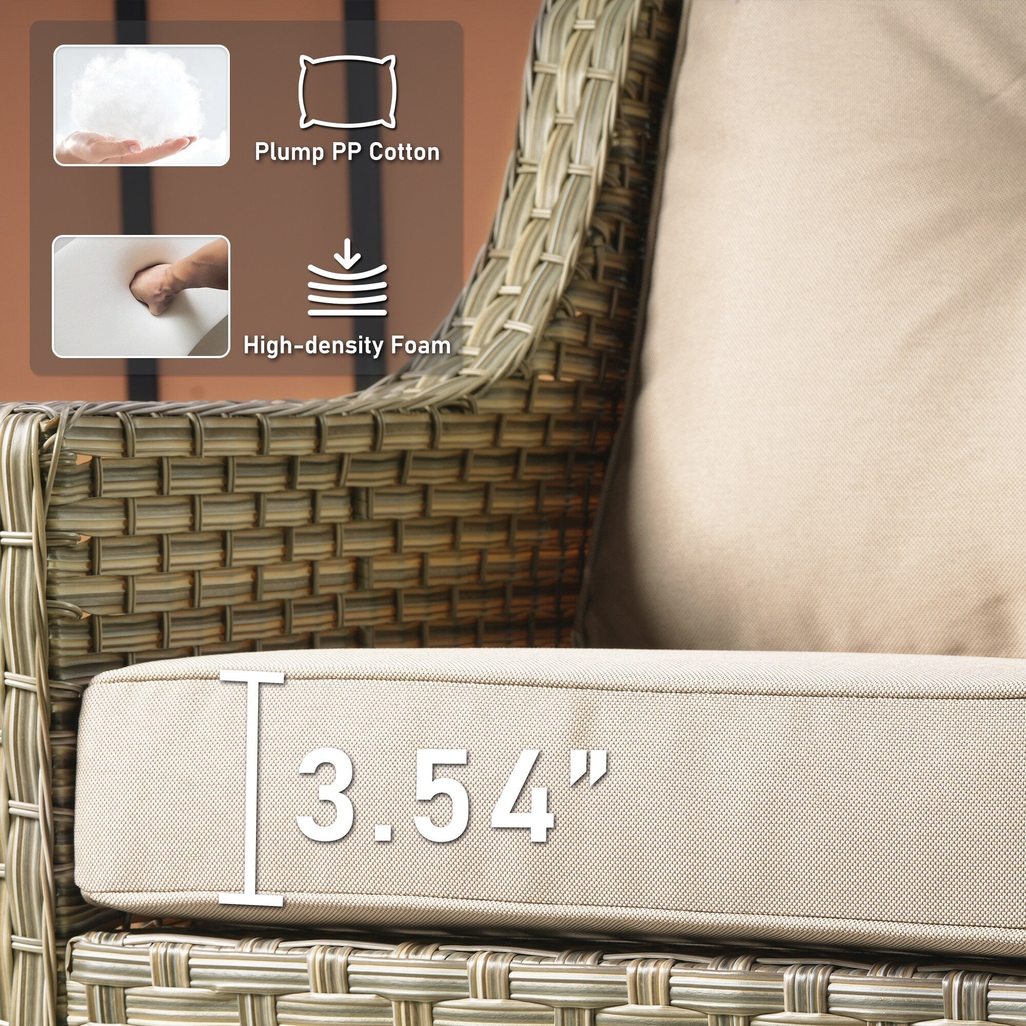 HOOOWOOO 2-piece High Back Wicker Rattan Outdoor Patio Chair Set