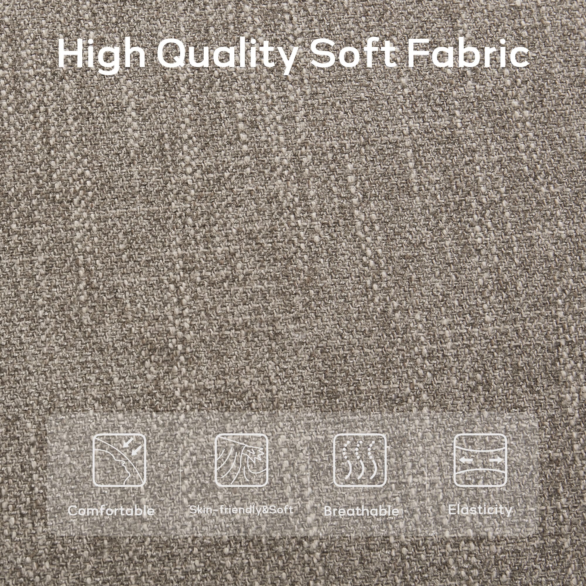 Upholstered Fabric Entryway Bench, Bedroom Bench for End of Bed Beige, Solid Wood 44-inch