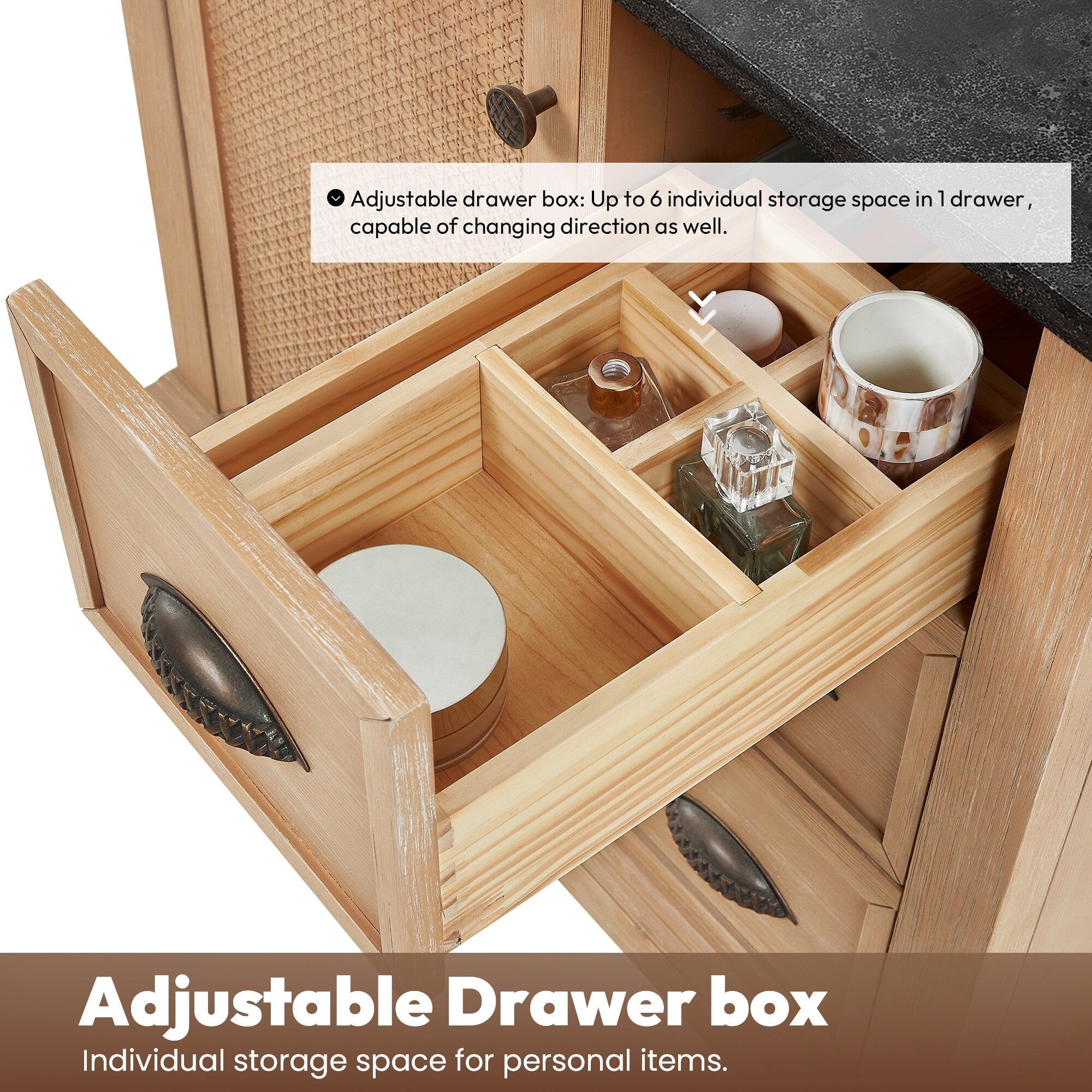 Hervas Bath Vanity with Natural Marble Top without Mirror