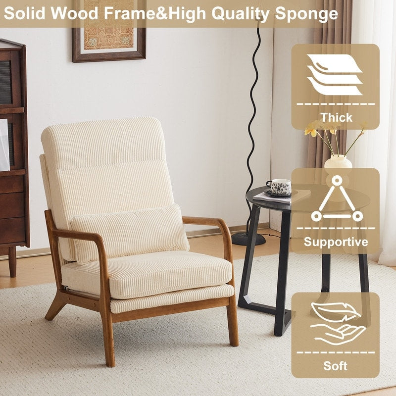 High Back Solid Wood Armrest Backrest Leisure Chair Accent Chair