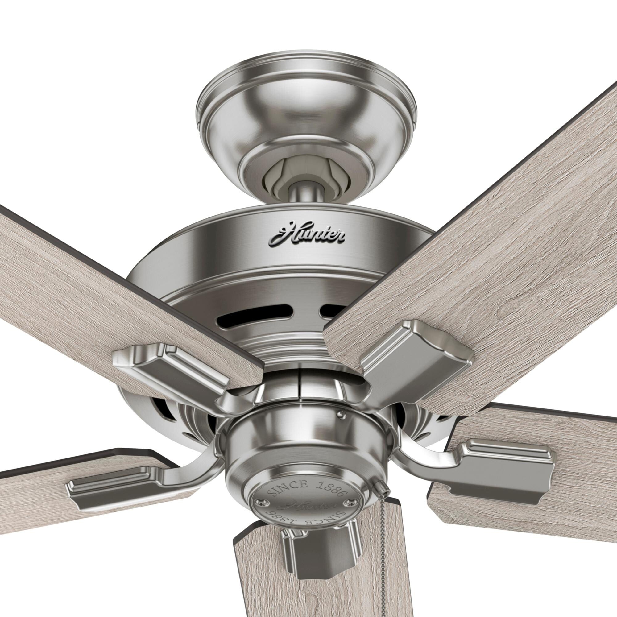 Hunter 44 Altidore Brushed Nickel Ceiling Fan with LED Light Kit, Pull Chain - Farmhouse, Rustic, Transitional