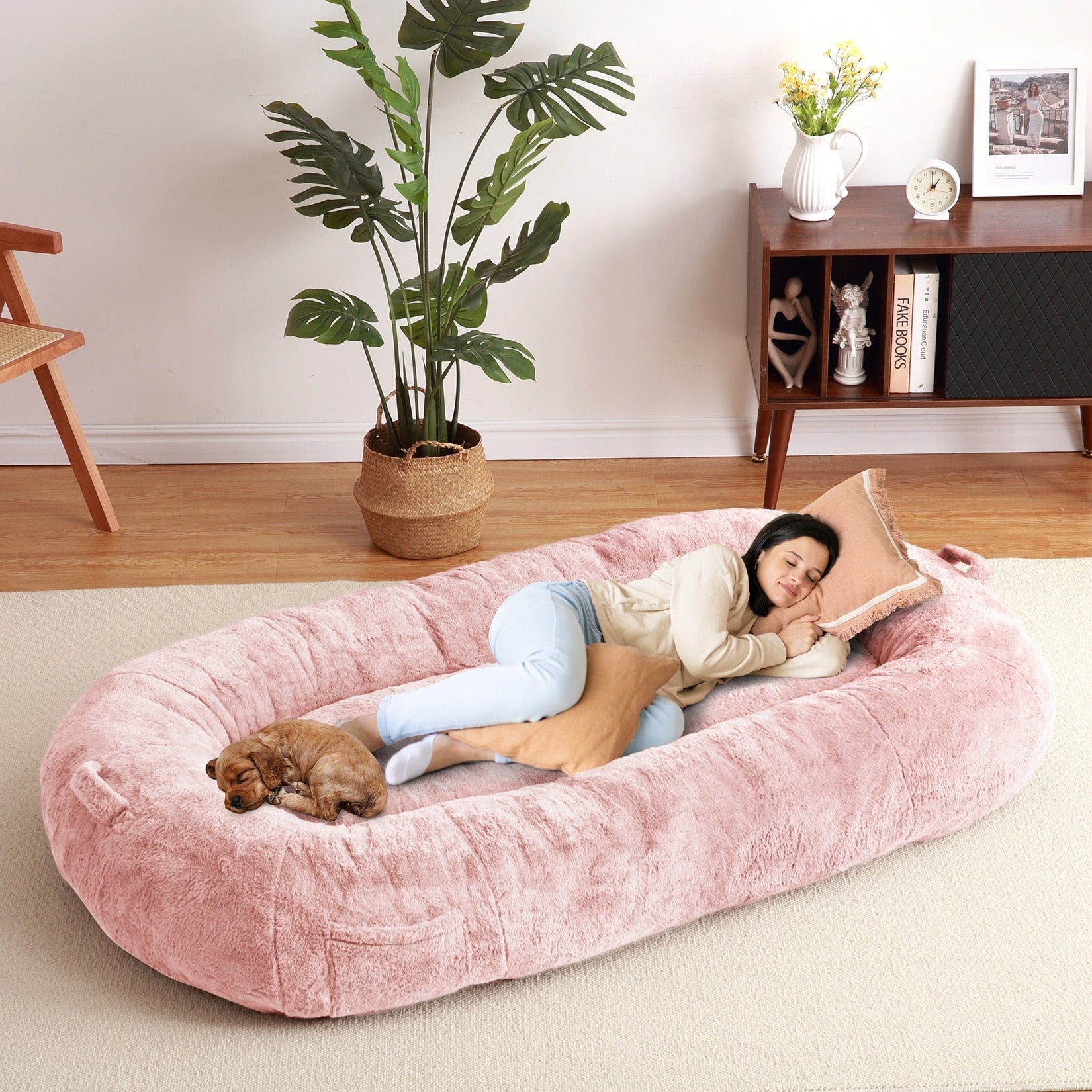Large Dog Bed Washable Human Size Bed with Removable Cover