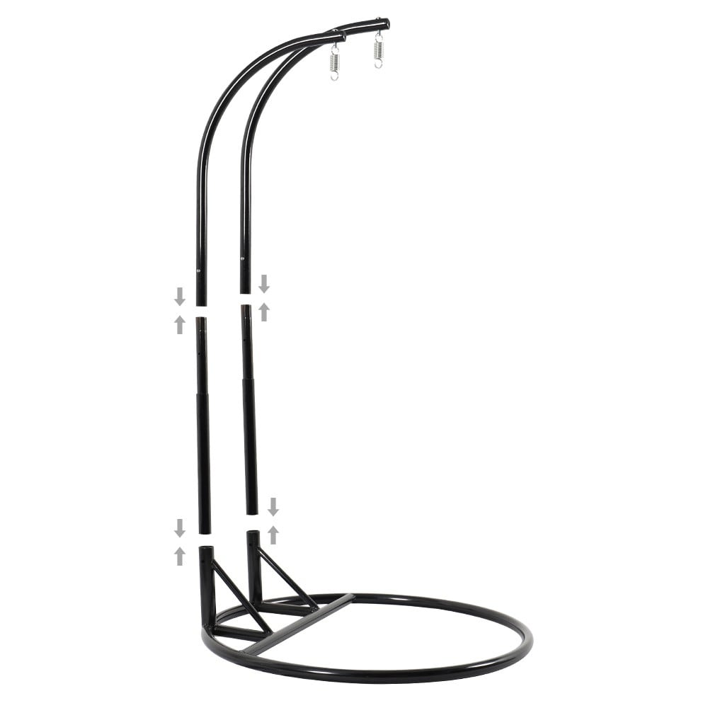 LeisureMod 2 Person Hanging Egg Chair with Stand - Outdoor/Indoor Rattan Wicker Patio Swing Hammock Lounger with Cushions