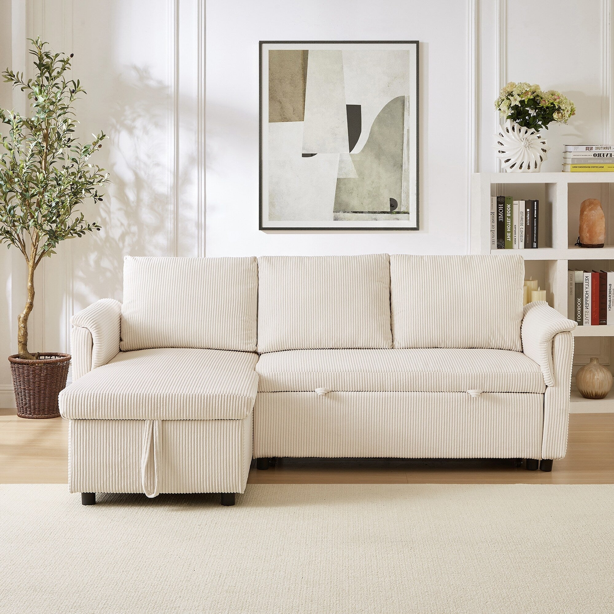 Loveseat Sofa with Chaise Lounge L-Shaped Modular Convertible Sofa with Storage Chaise