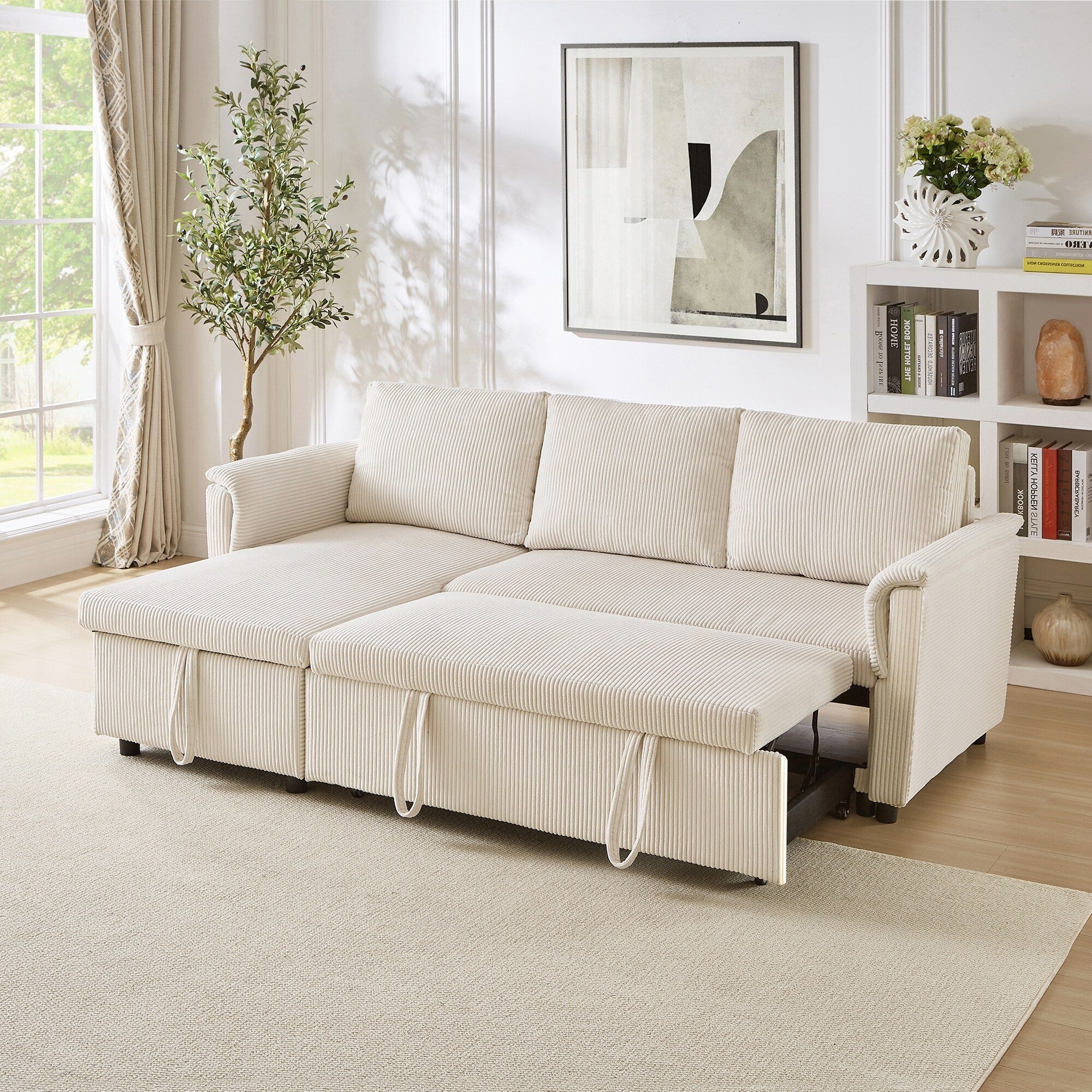 Loveseat Sofa with Chaise Lounge L-Shaped Modular Convertible Sofa with Storage Chaise