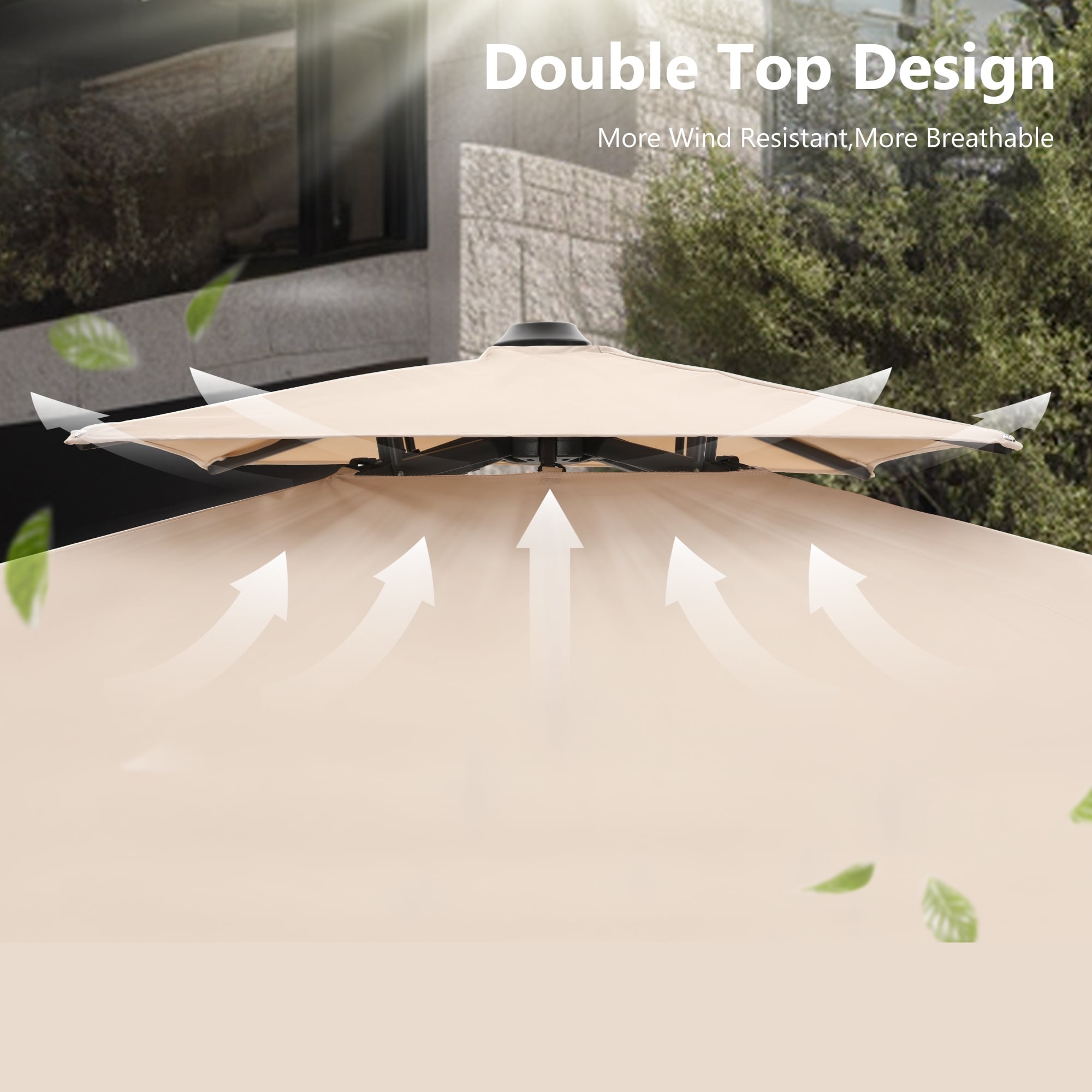 MAISON ARTS 12 FT Automatic Hydraulic Cantilever Umbrella Aluminum Pole 360 Degree Rotation