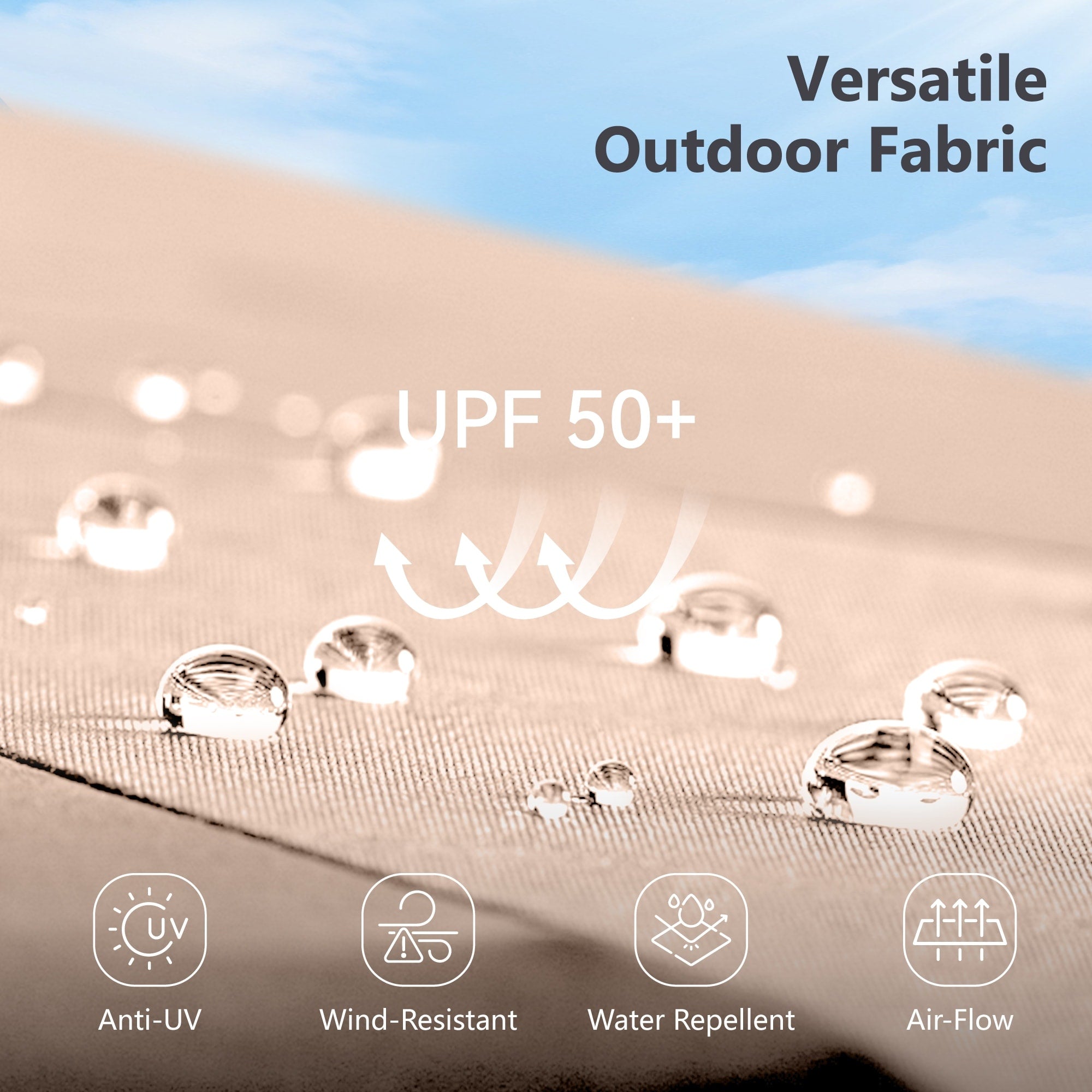 MAISON ARTS 15-foot Rectangular Crank Double-sided Outdoor Market Umbrella Solar LED Lighted Patio Umbrella with Base Included