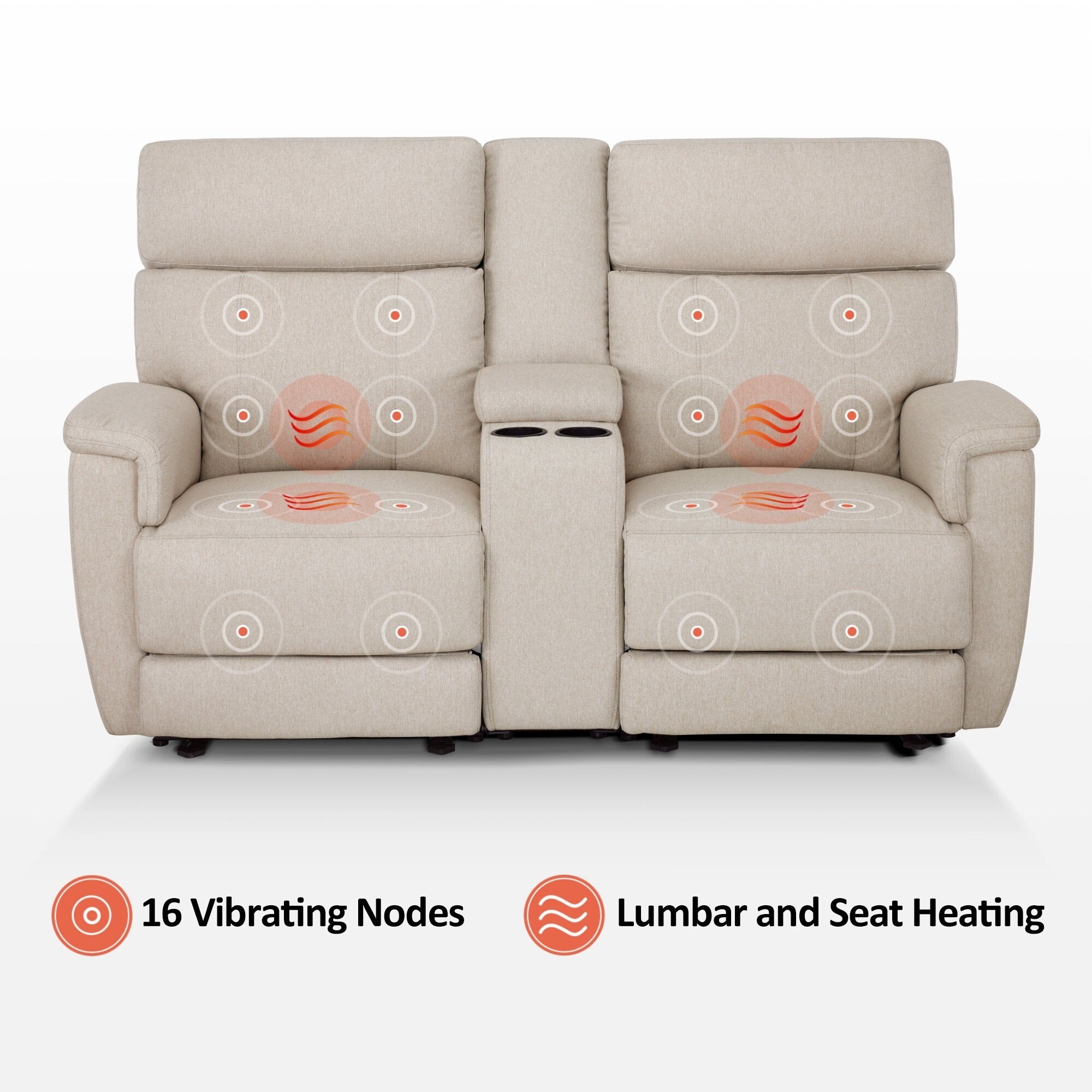 MCombo 60.2 Power Loveseat Recliner Sofa with Massage and Dual Heating, Adjustable Headrest, USB & Type C Port, Fabric