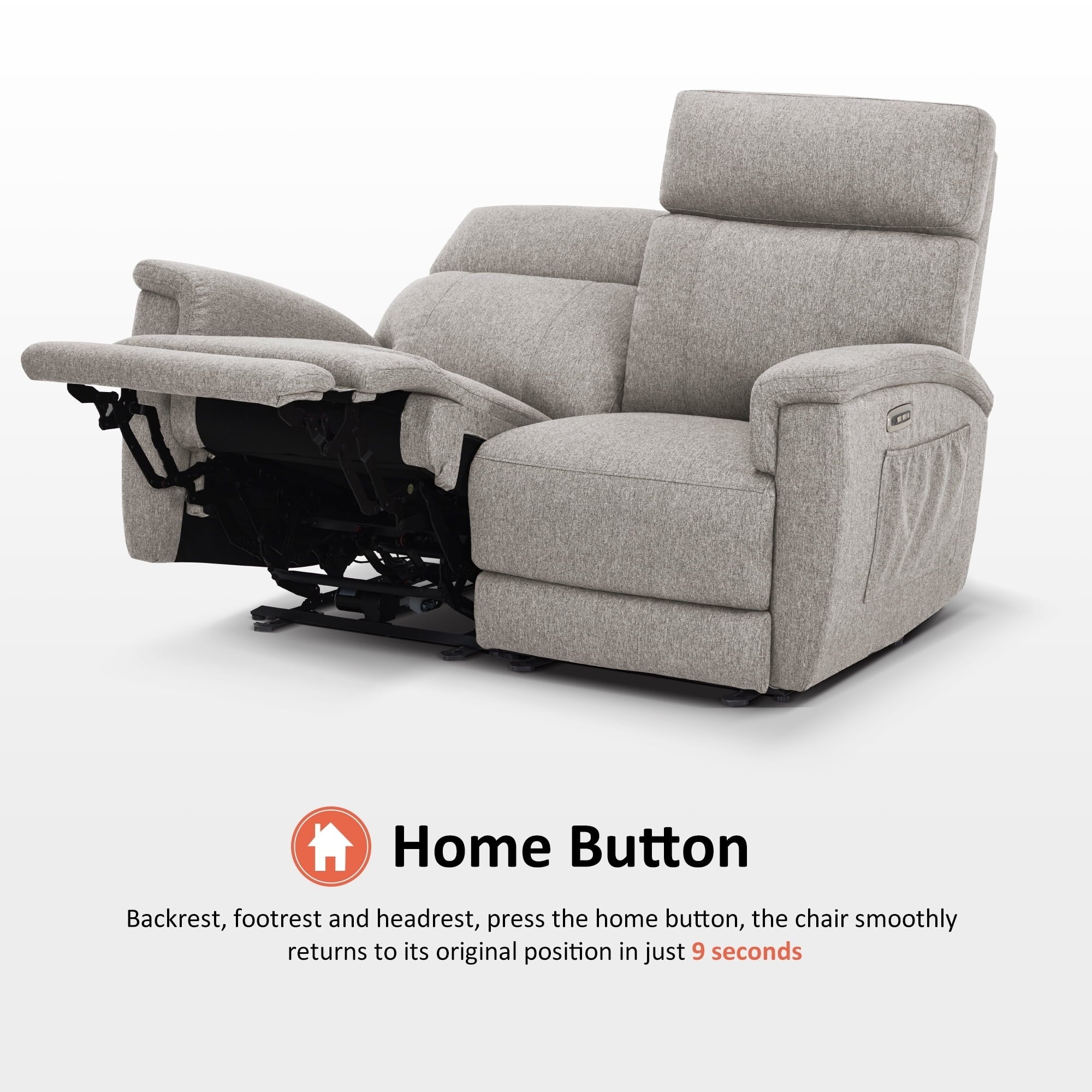 MCombo 60.2 Power Loveseat Recliner Sofa with Massage and Dual Heating, Adjustable Headrest, USB & Type C Port, Fabric