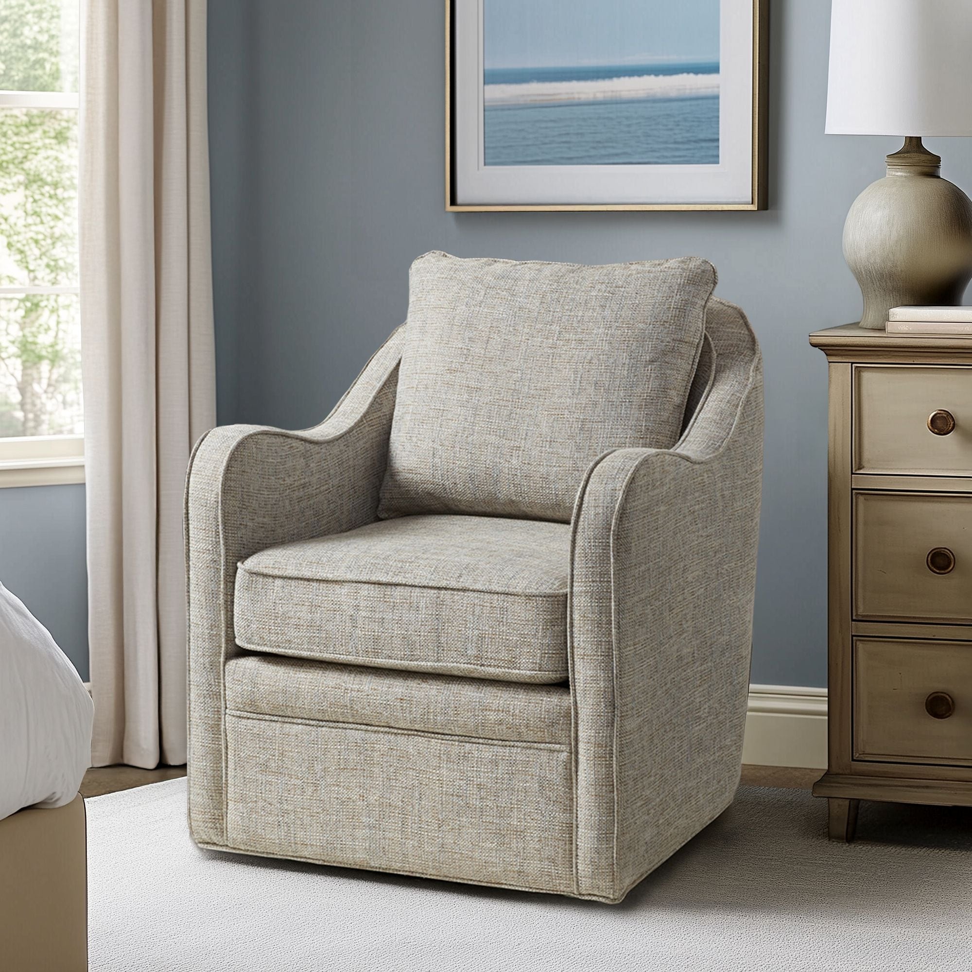 Madison Park Betty Upholstered Swivel Curved Armchair