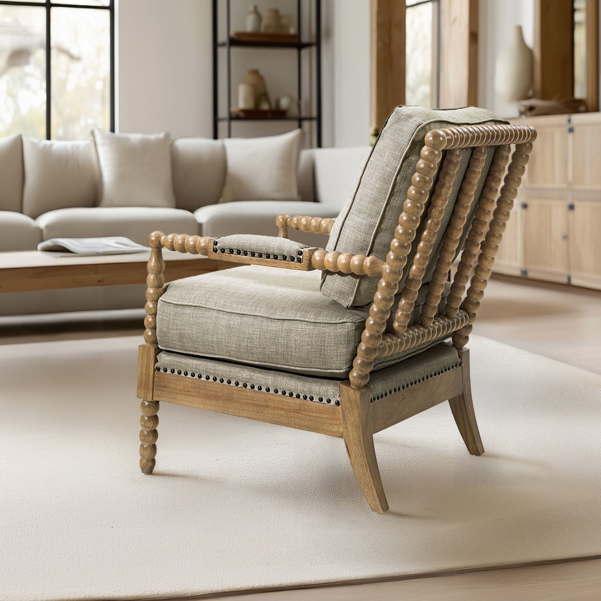 Madison Park Donohue Turned Wood Frame Armchair