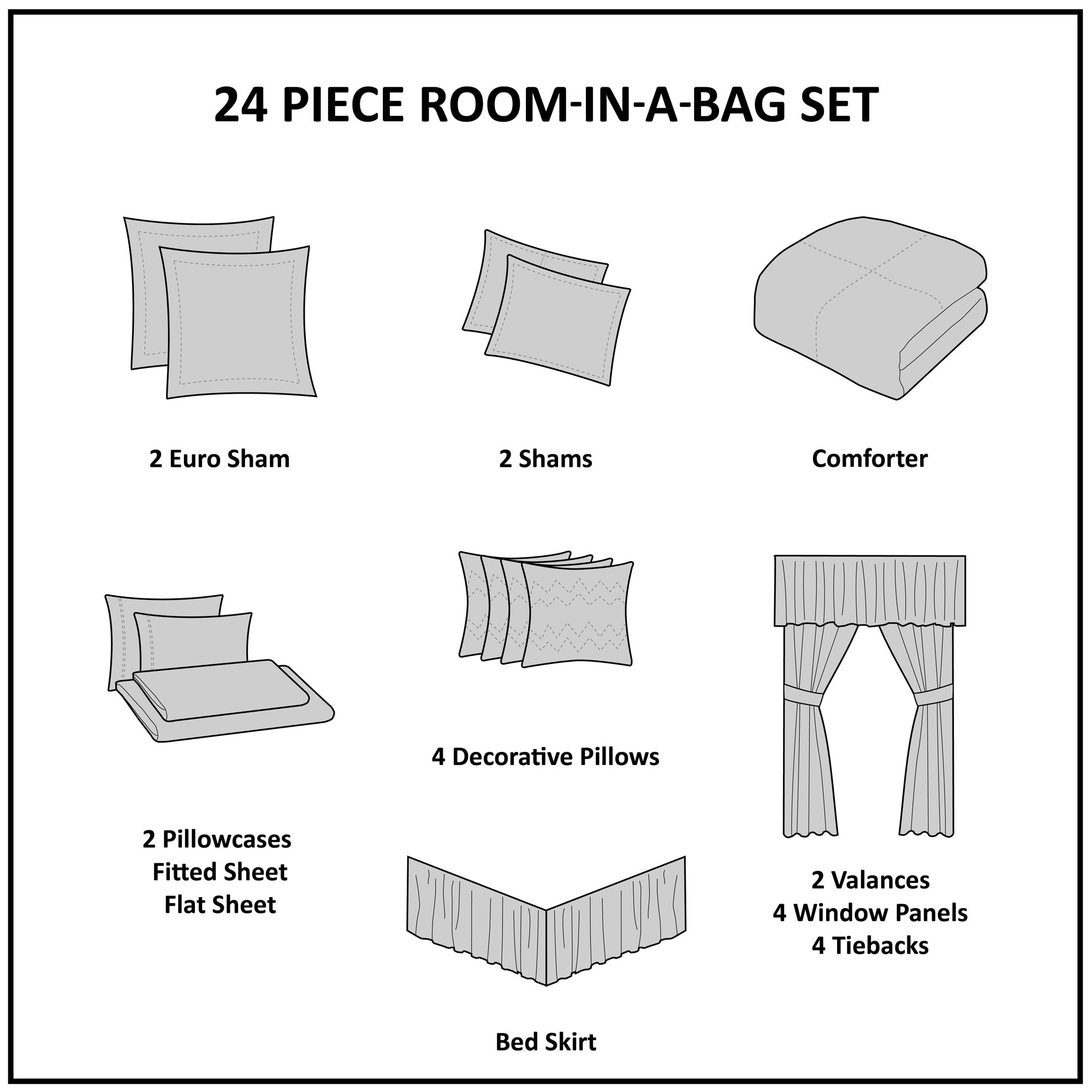 Madison Park Essentials Loretta 24-Piece Room in a Bag with Window Panels and Sheet Set