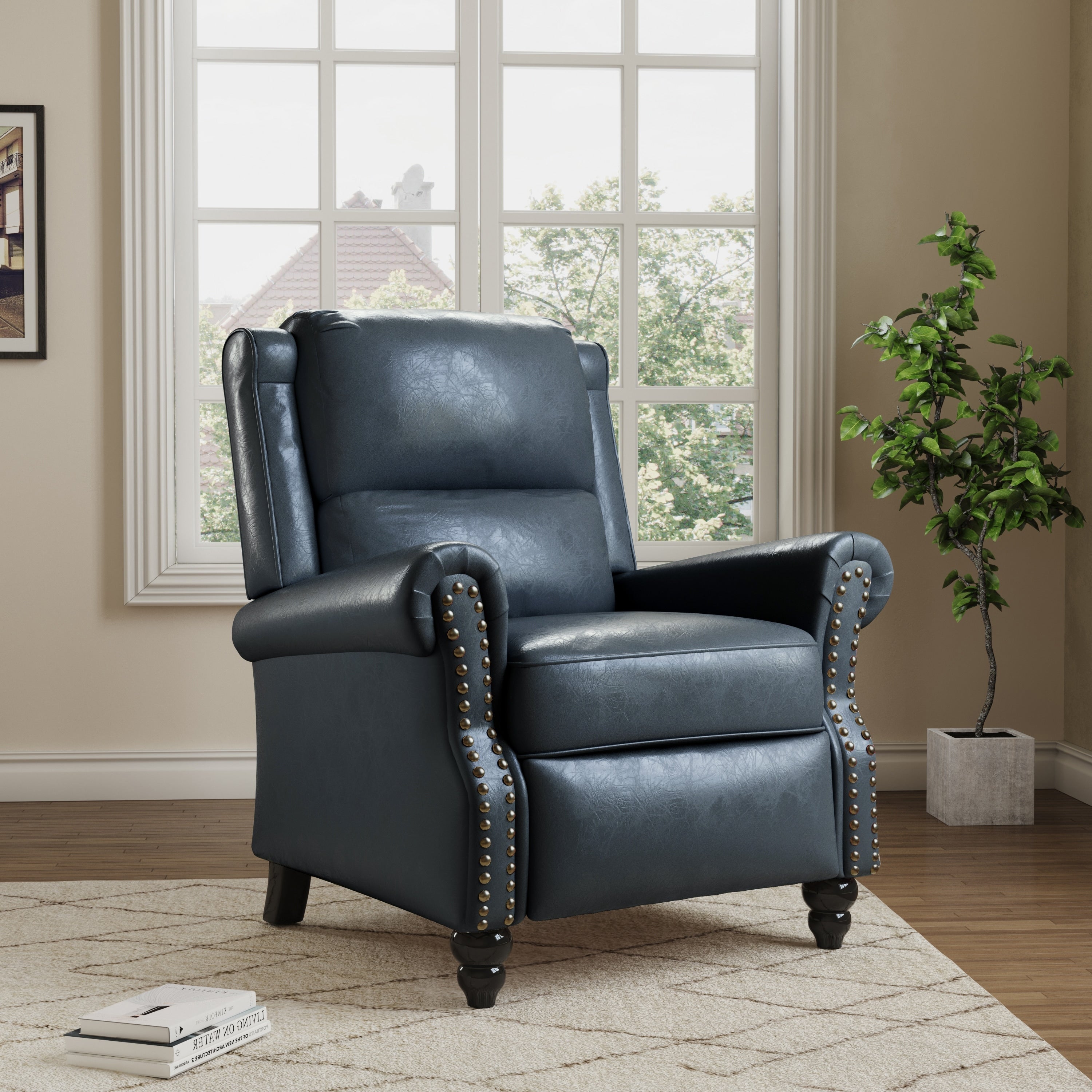 Manual Pushback Recliner Chairs with Nailhead Trim