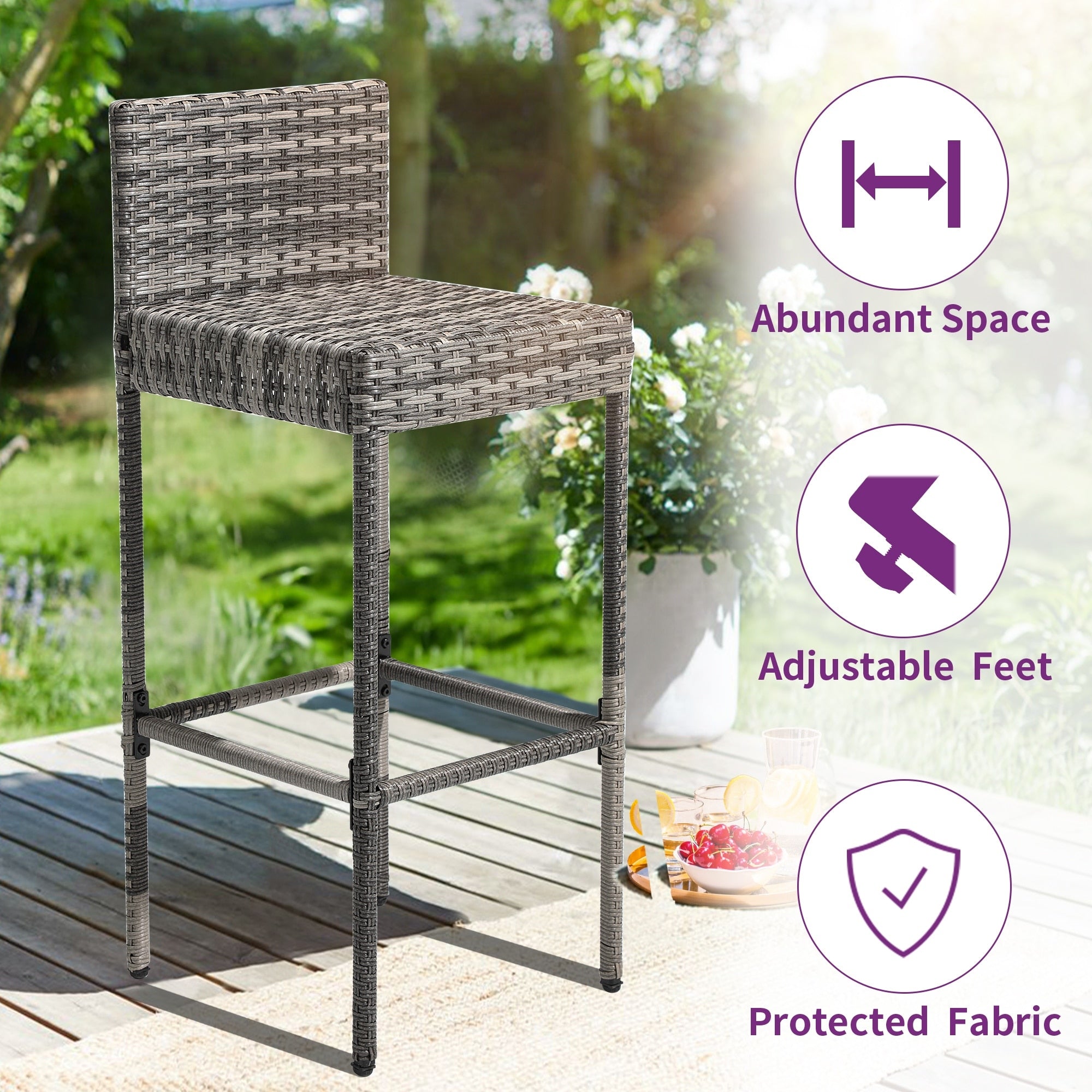 Moasis 5-Piece Outdoor Furniture Wicker Bar Set - 5 PCS