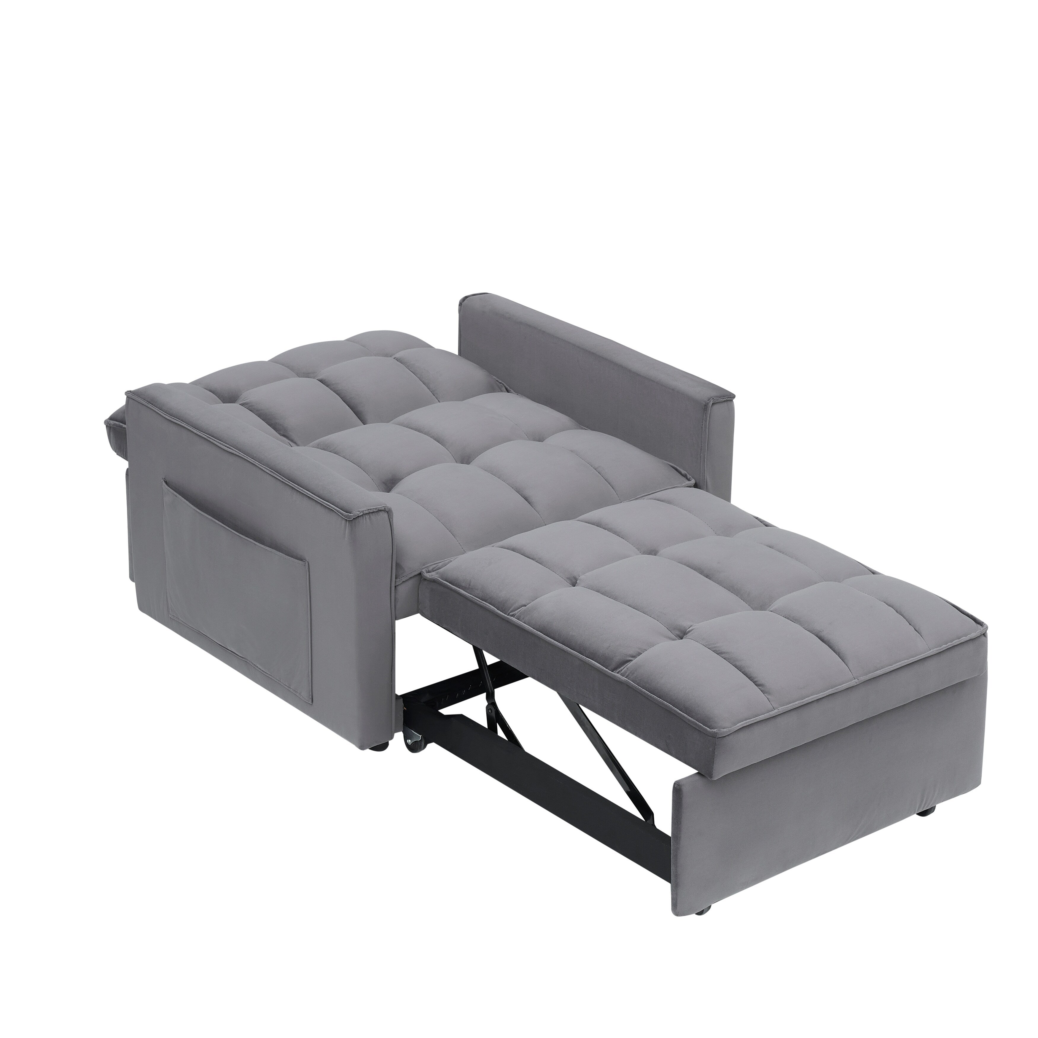 Modern 70.86 3 in 1 Single Convertible Sofa Bed with Adjustable Back and Moving Wheel for Living Room