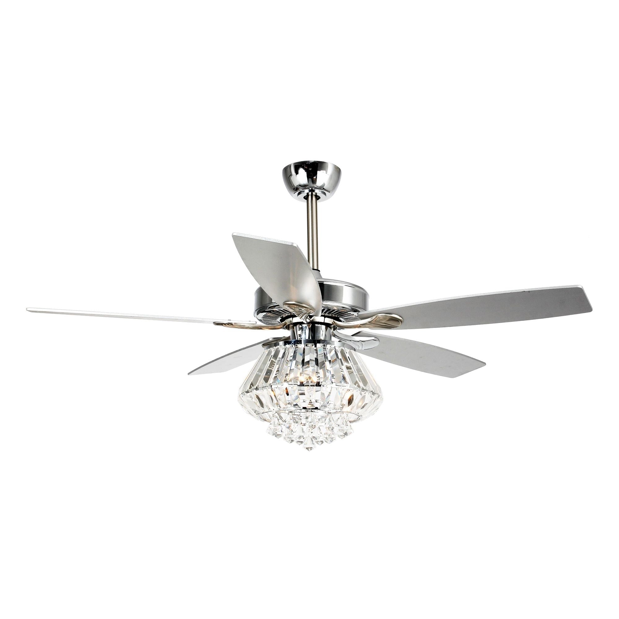Modern Chrome 52-inch Crystal Chandelier Ceiling Fan with Remote