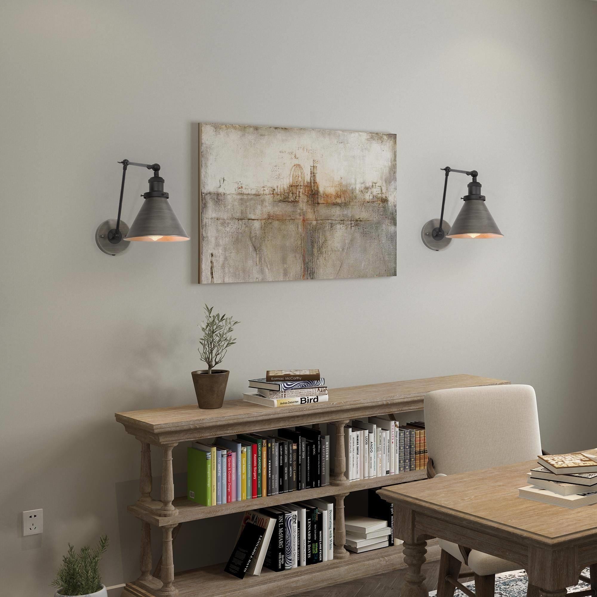 Set of 2 Modern Adjustable Swing Arm Lights Plug-in Hardwire Wall Sconces