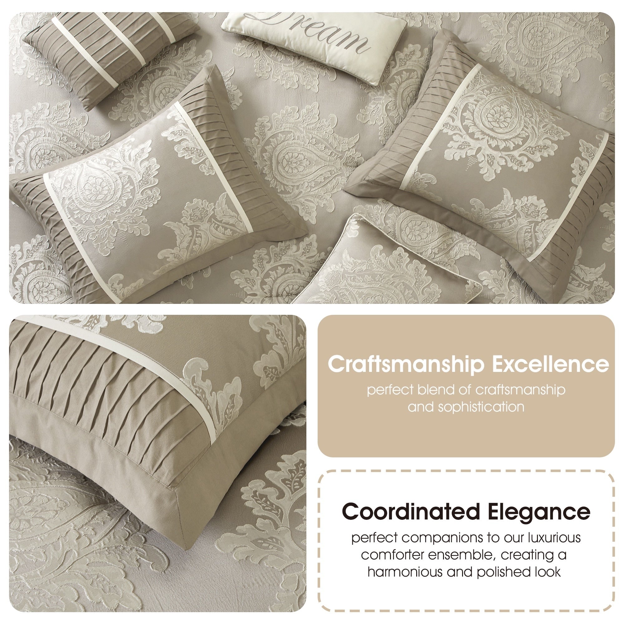 Nanshing Tiana 7 Piece Traditional Damask Comforter Set