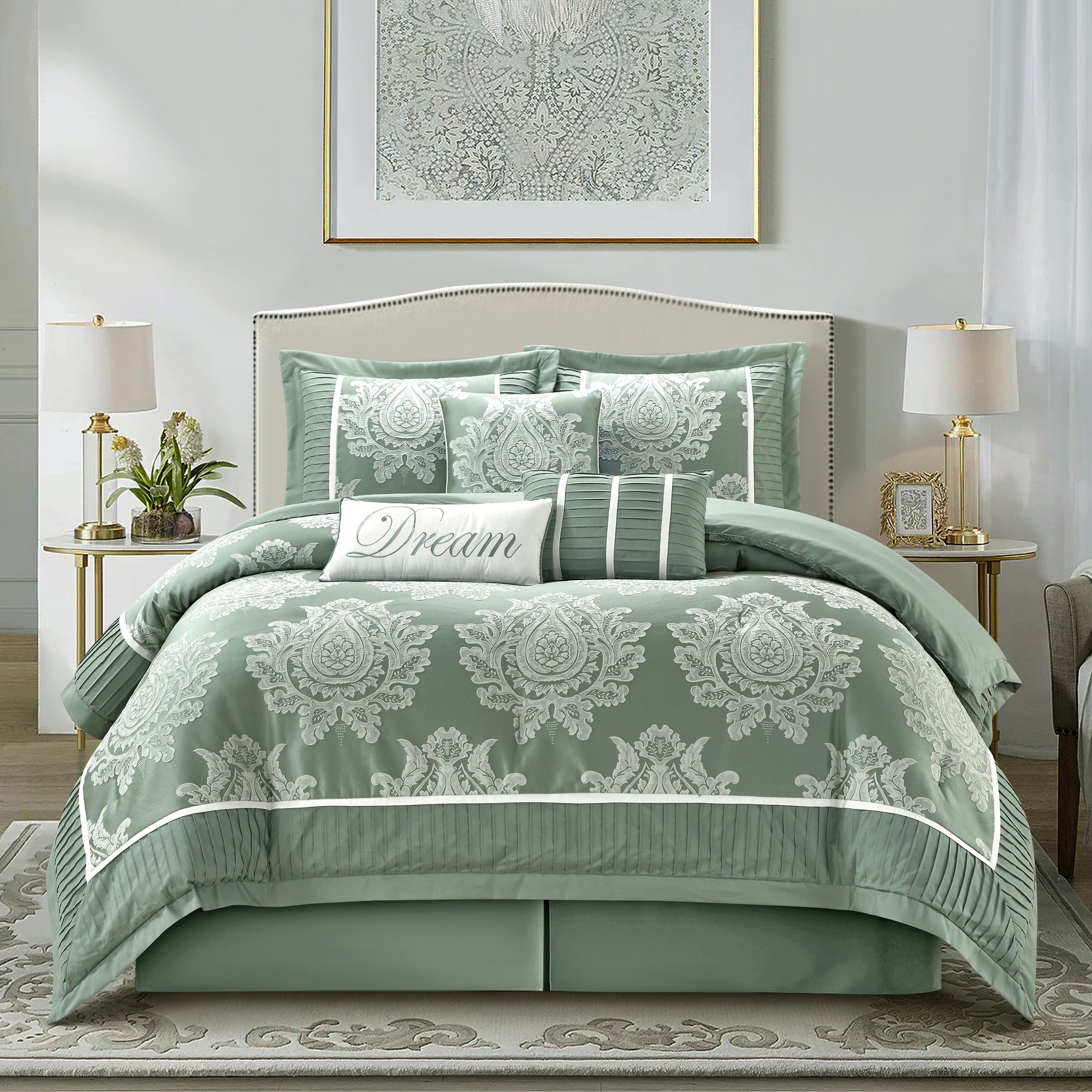 Nanshing Tiana 7 Piece Traditional Damask Comforter Set