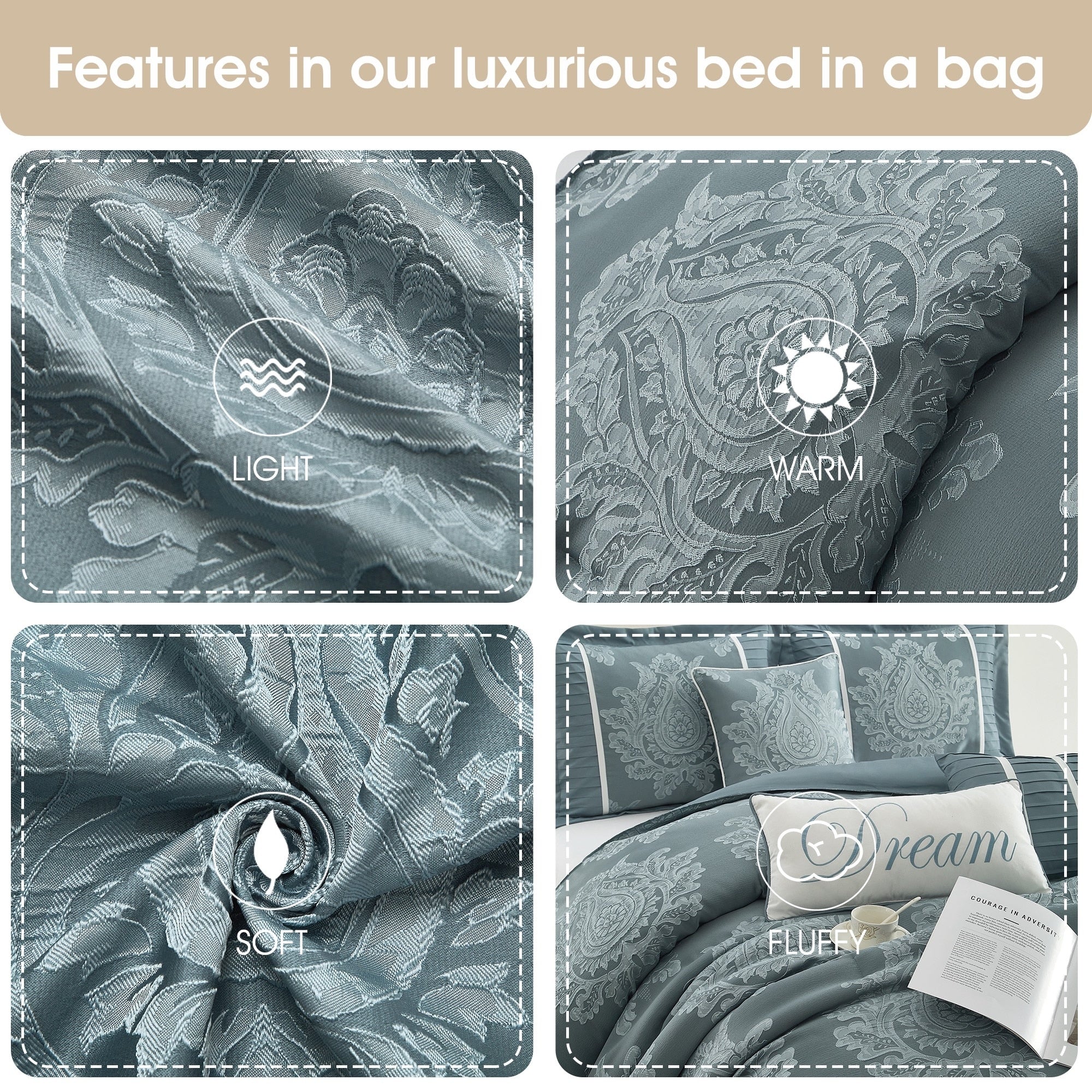 Nanshing Tiana 7 Piece Traditional Damask Comforter Set