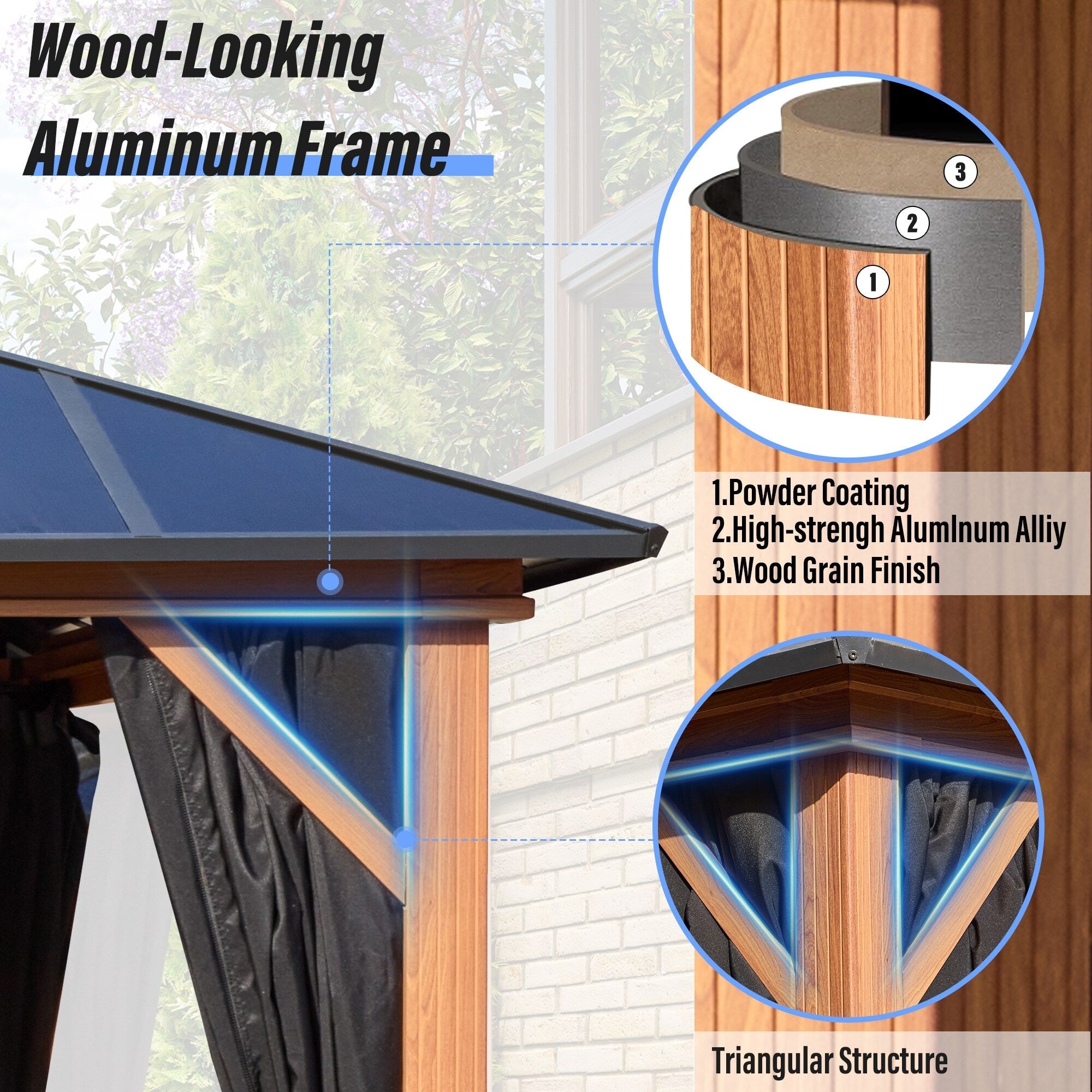 EROMMY Hardtop Gazebo,Outdoor Pergola with Double Roof & Netting & Curtains,Heavy Duty Canopy for Patio, Backyard, Pool party