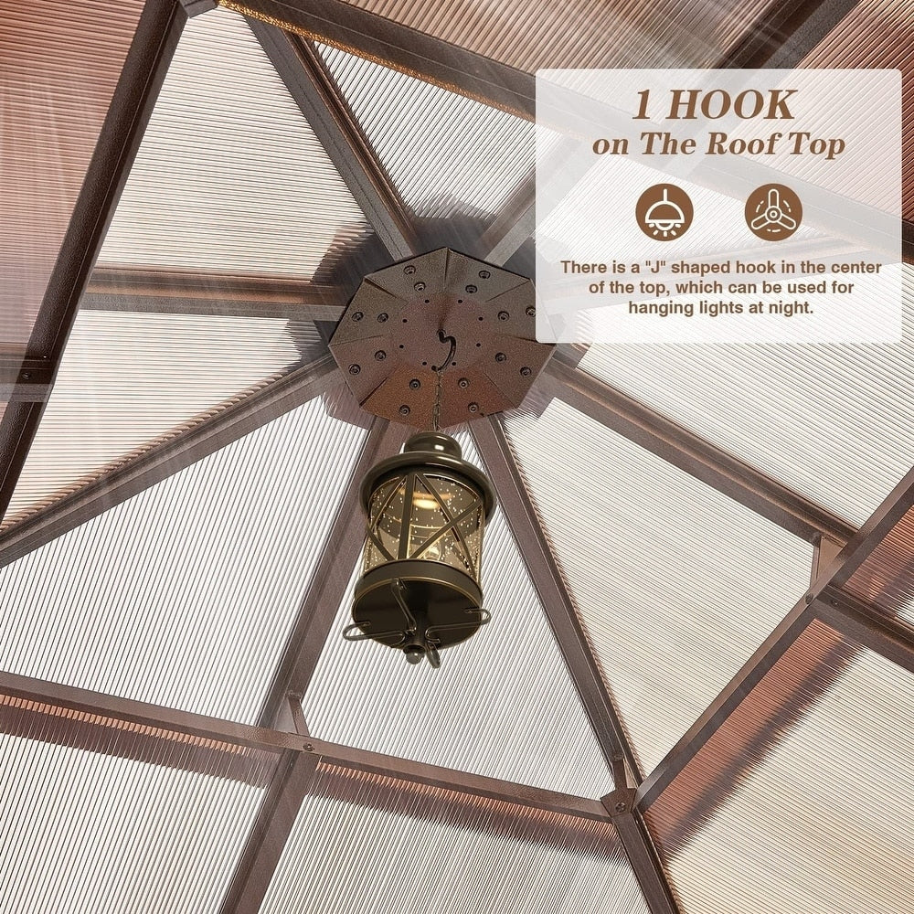 Hardtop Gazebo for Backyard – Permanent Pergola with Netting, Curtains & Double Roof, All-Weather Outdoor Shelter