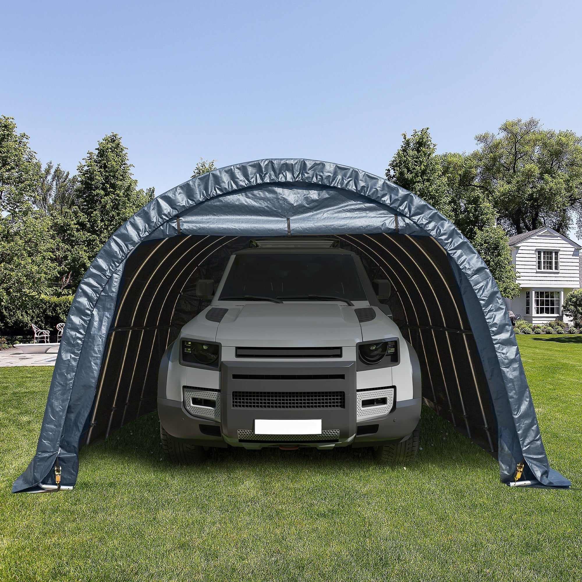 Outdoor Storage Shed and Carport Canopy: Portable Shelter for Bikes, Motorcycles, and Garden Storage