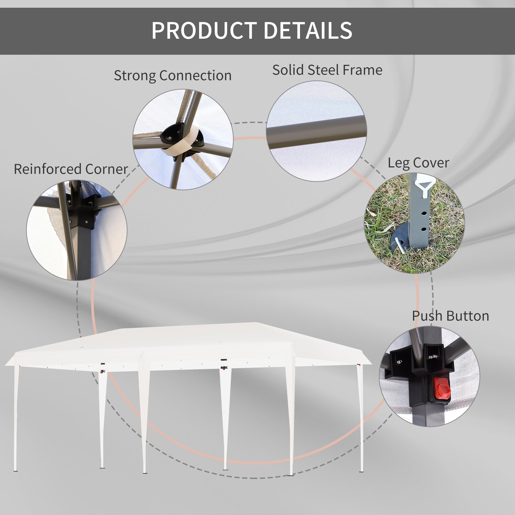 Outsunny Heavy Duty Pop Up Canopy with Sturdy Frame, UV Fighting Roof, Carry Bag for Patio, Backyard, Beach, Garden