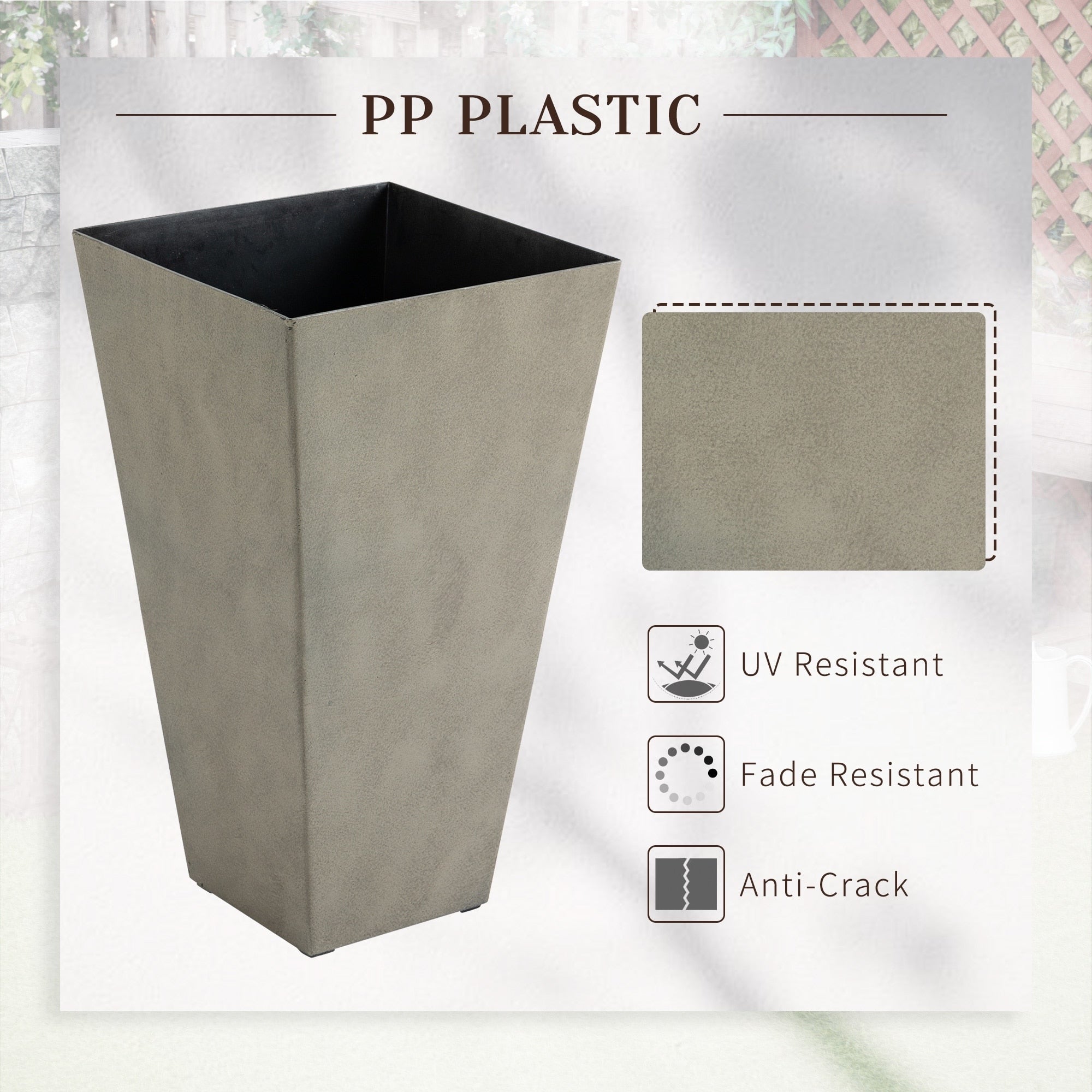 Outsunny 28 Tall Plastic Flower Pot, Set of 3, Large Outdoor & Indoor Plastic Garden Planters, for Entryway, Patio, Yard