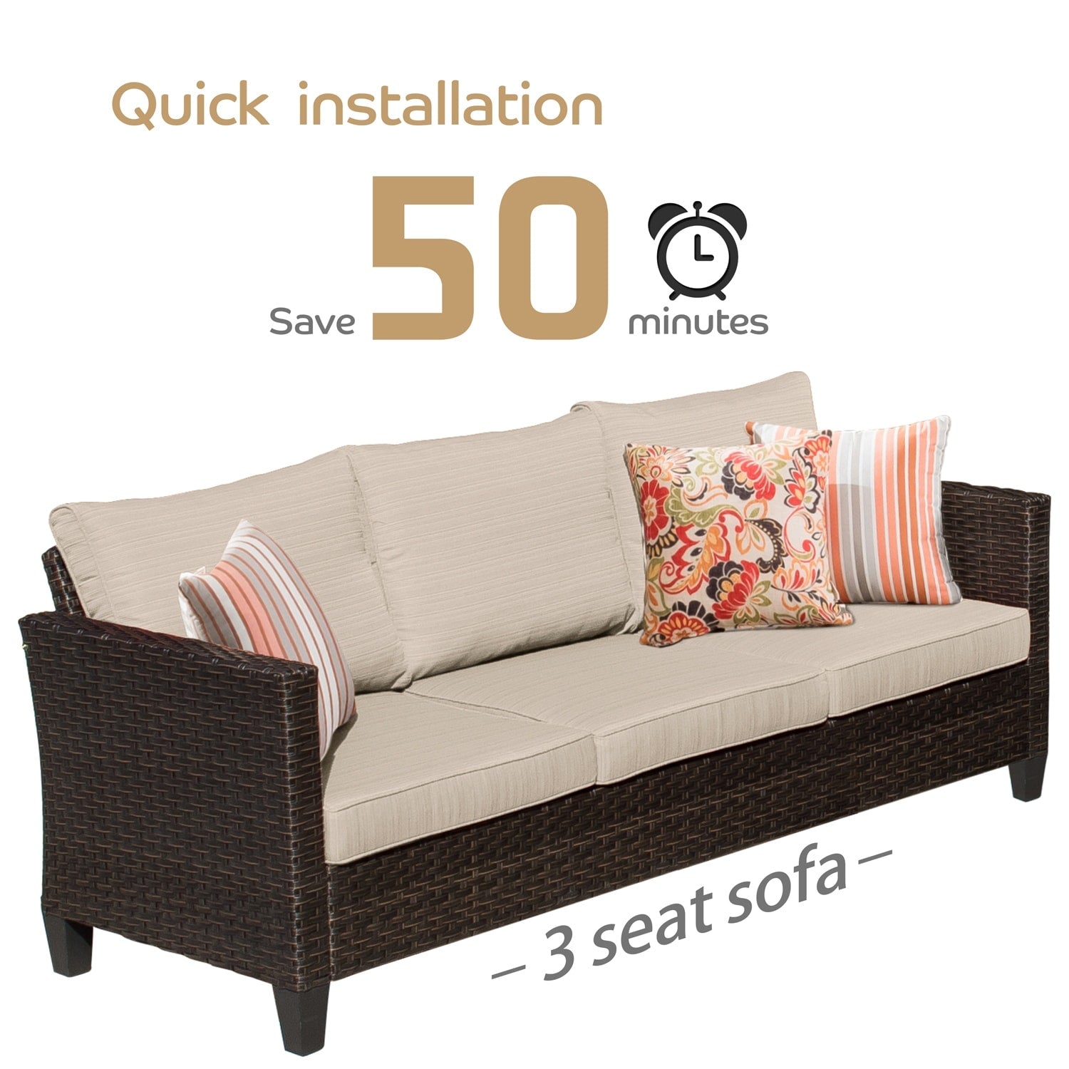 OVIOS 5-piece Patio Furniture Wicker Outdoor High-back Seating Set