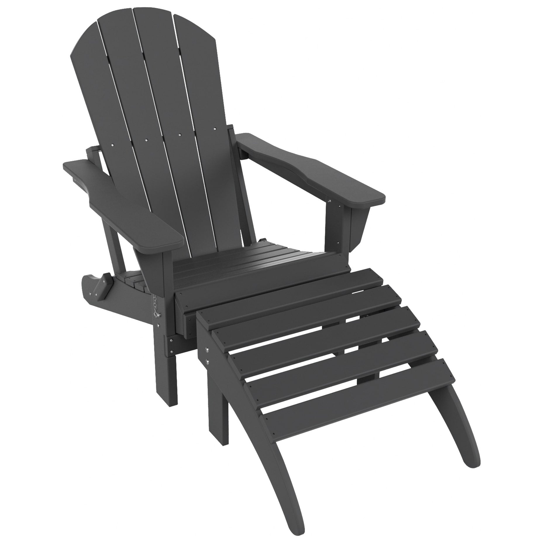 Polytrends Laguna Hdpe All Weather Outdoor Patio Foldable Adirondack Chair With Ottoman (2-Piece Set)