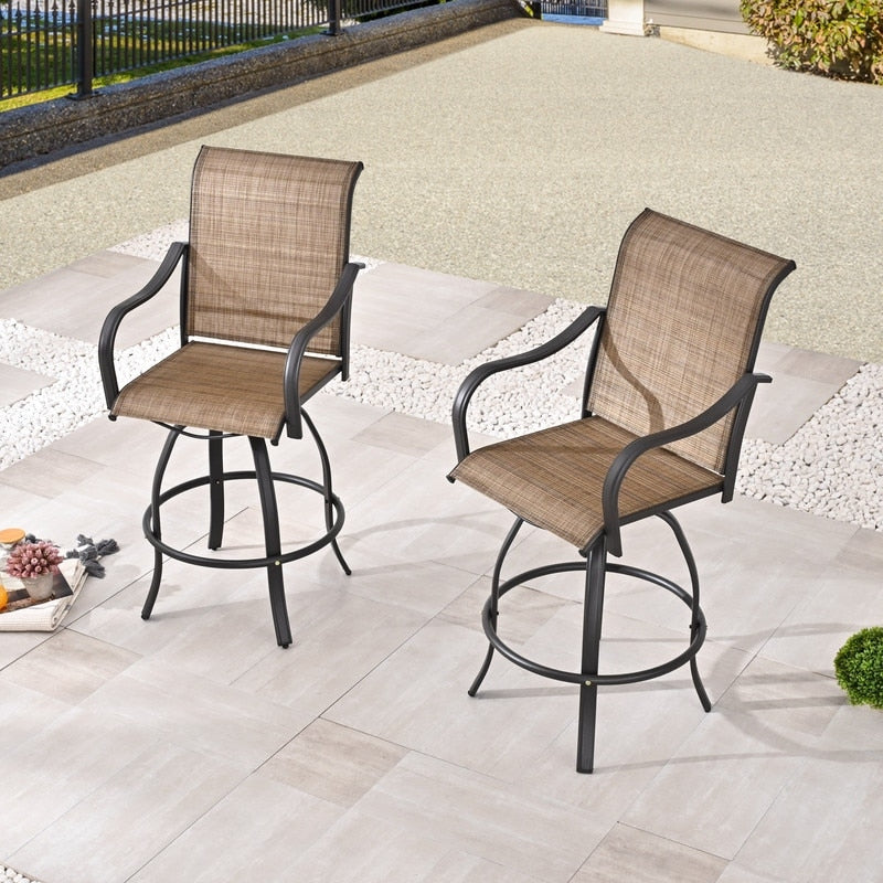 Patio Festival Outdoor Metal High Back Swivel Bar Chair (2-Pack)
