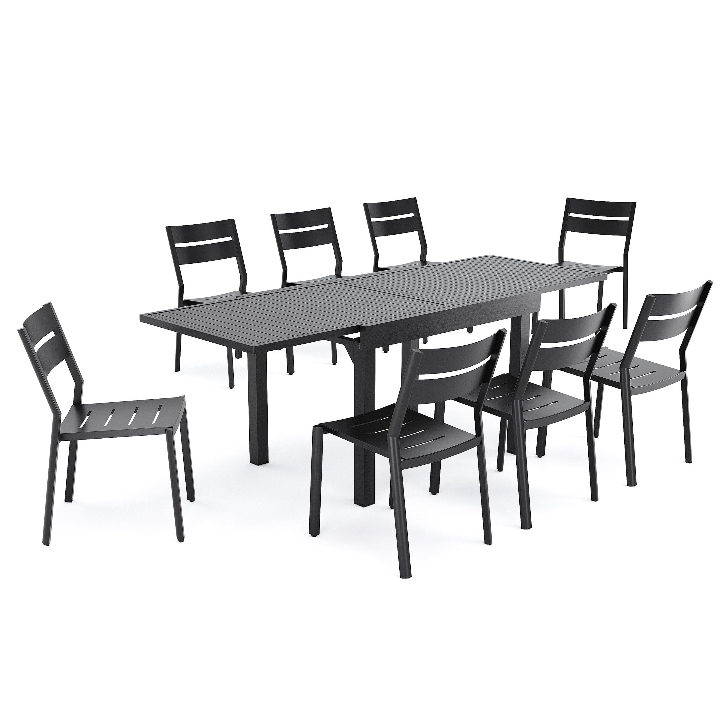 Pellebant 5/7/9-piece Aluminum Outdoor Dining Set Expandable Table and Stackable Chairs