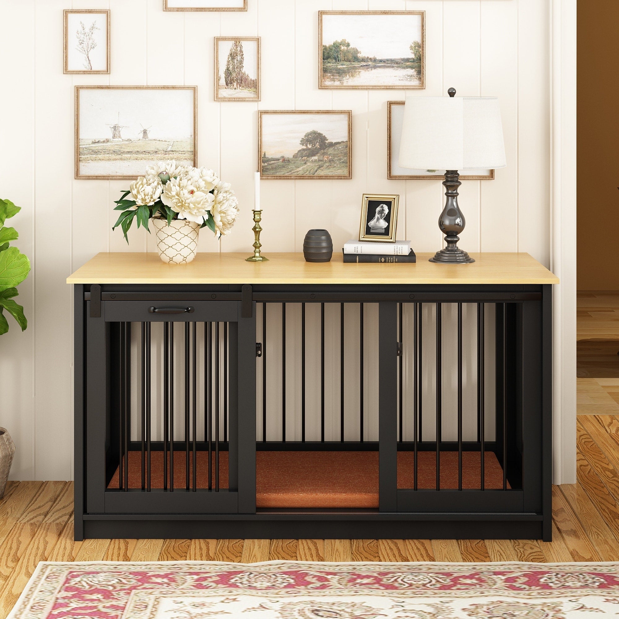 Pet Residence with Iron Tube Reinforcement Stylish & Sturdy Dog Crate