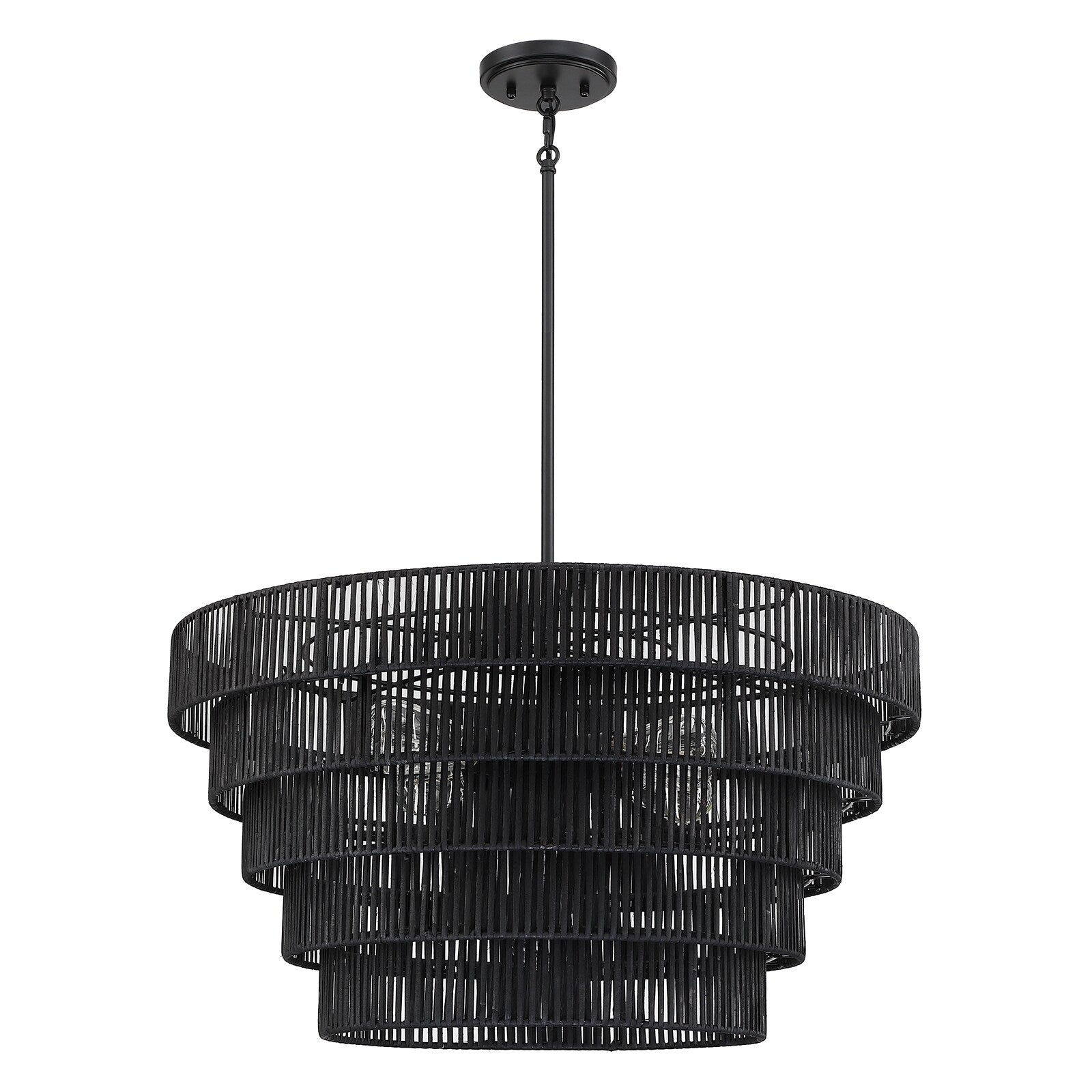 Piersan 5-Light Modern Bohemian Chandelier with Tiered Rattan Shade - 26 in. W
