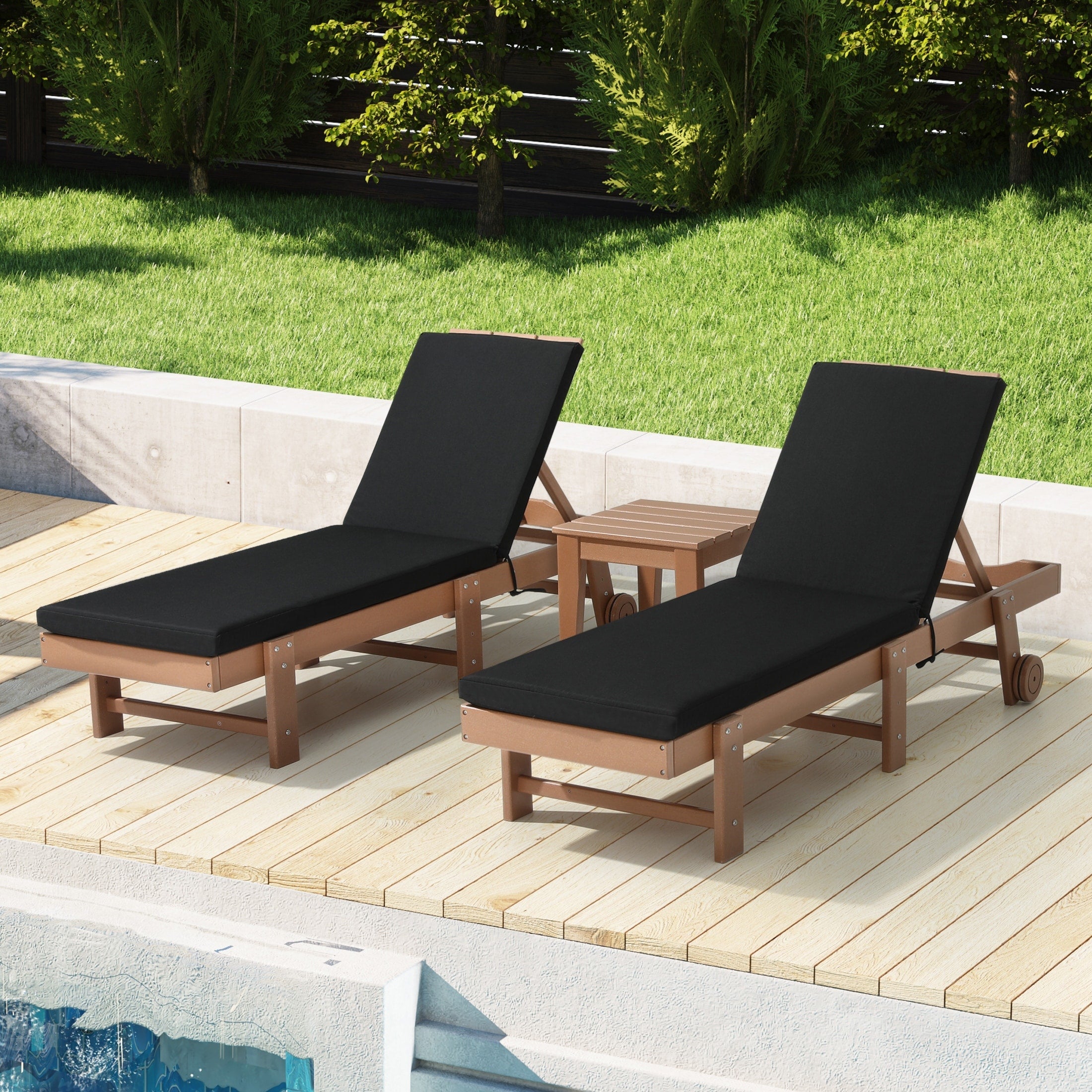 Polytrends Fading Free All Weather Outdoor Patio Chaise Lounge Cushions - (Set of 2)
