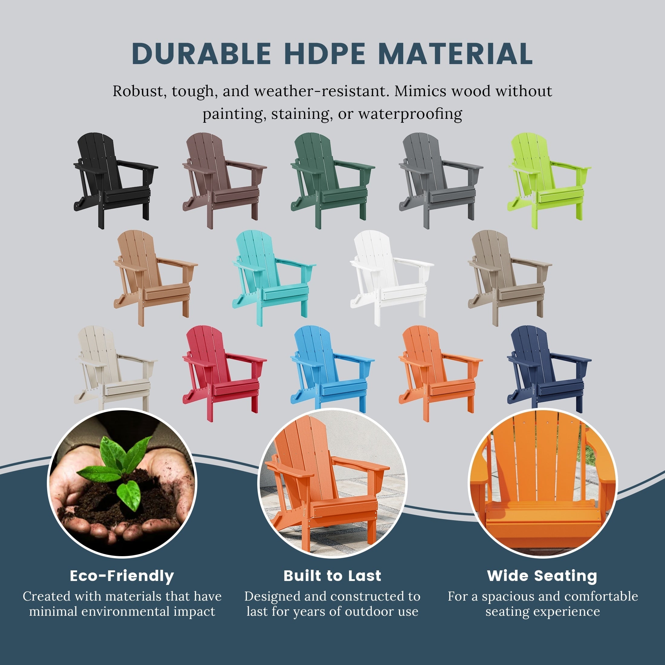 Polytrends Laguna Fade Resistant All Weather Outdoor Patio Folding Adirondack Chair