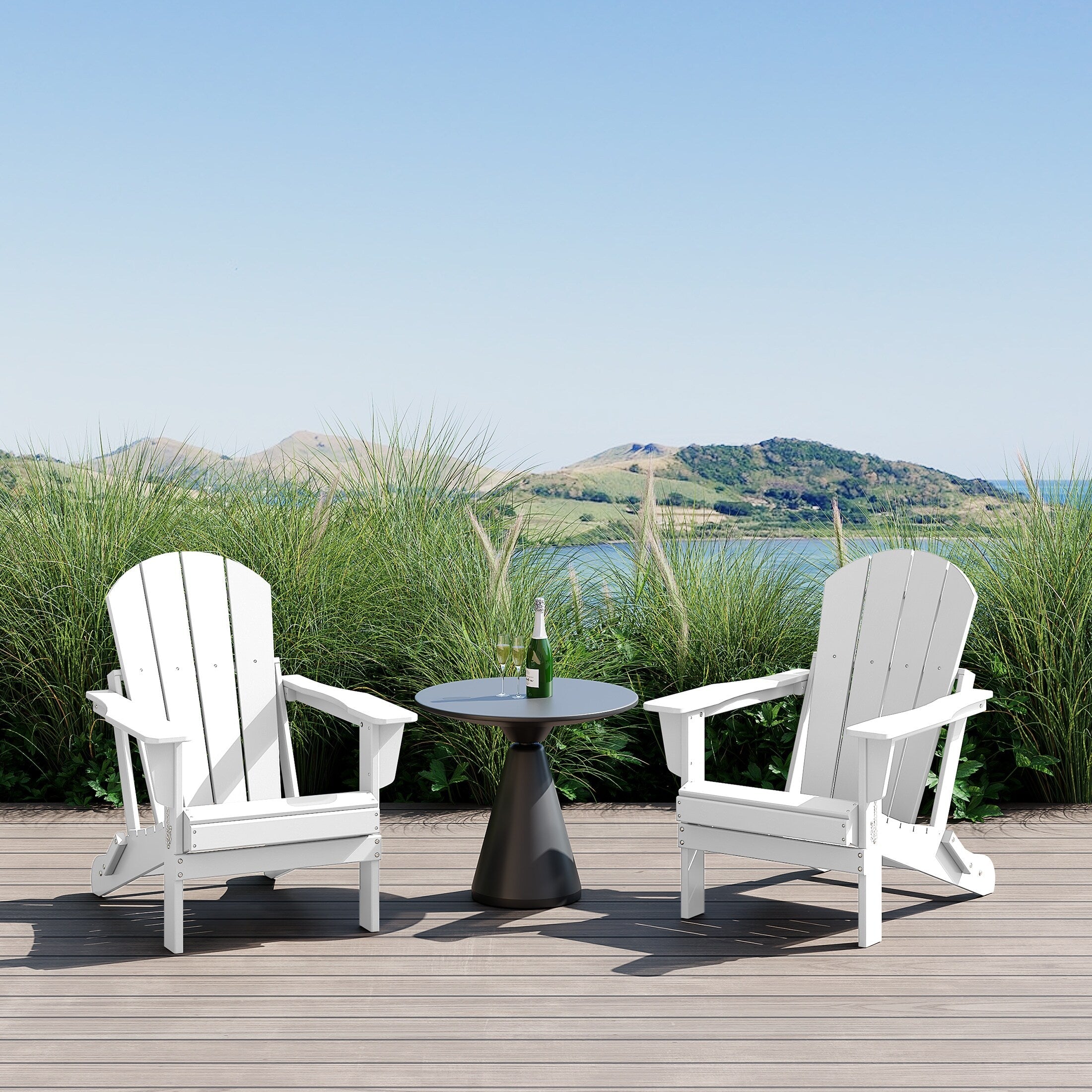 Polytrends Laguna Weather Resistant Outdoor Patio Folding Adirondack Chairs (Set of 2)