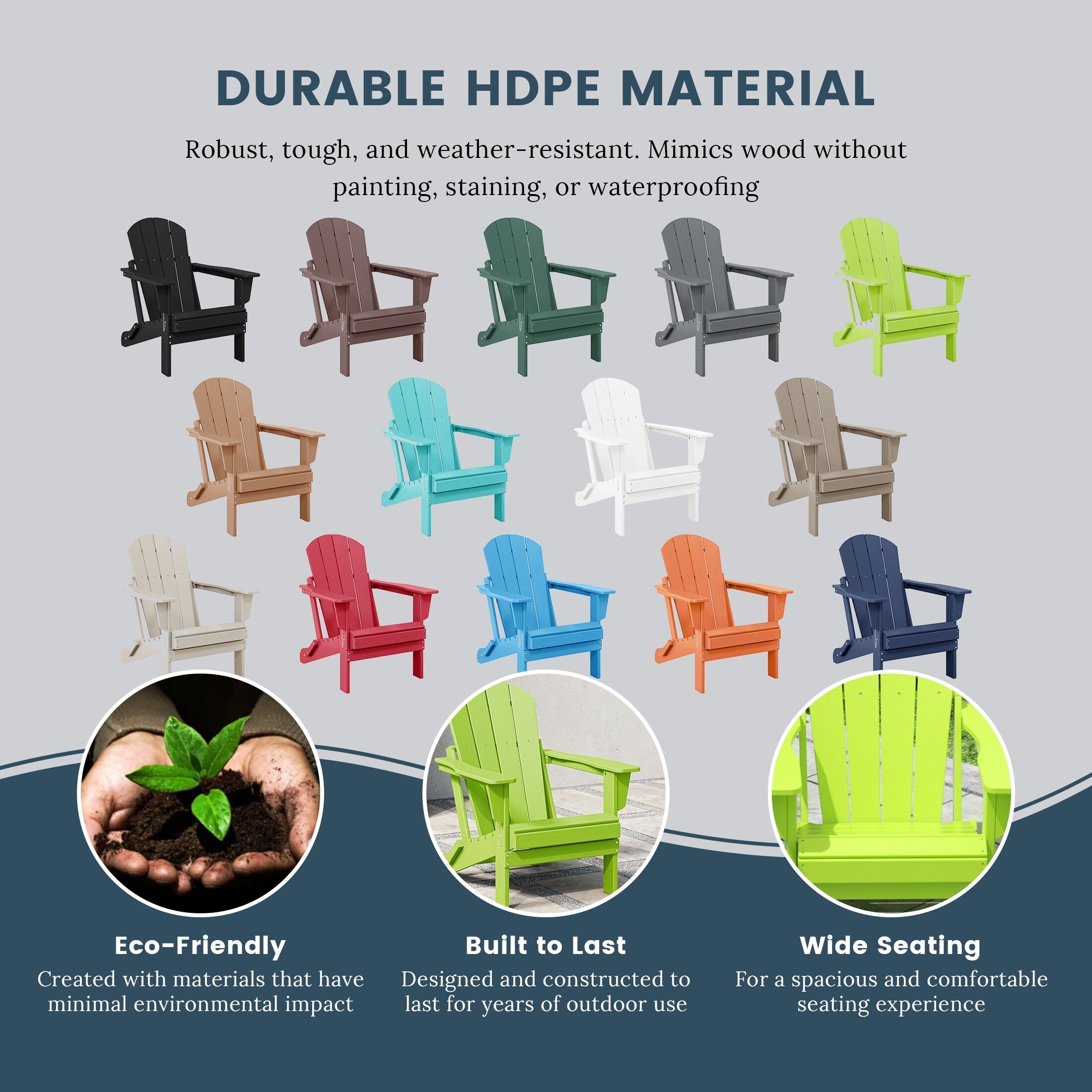 Polytrends Laguna Weather Resistant Outdoor Patio Folding Adirondack Chairs (Set of 2)