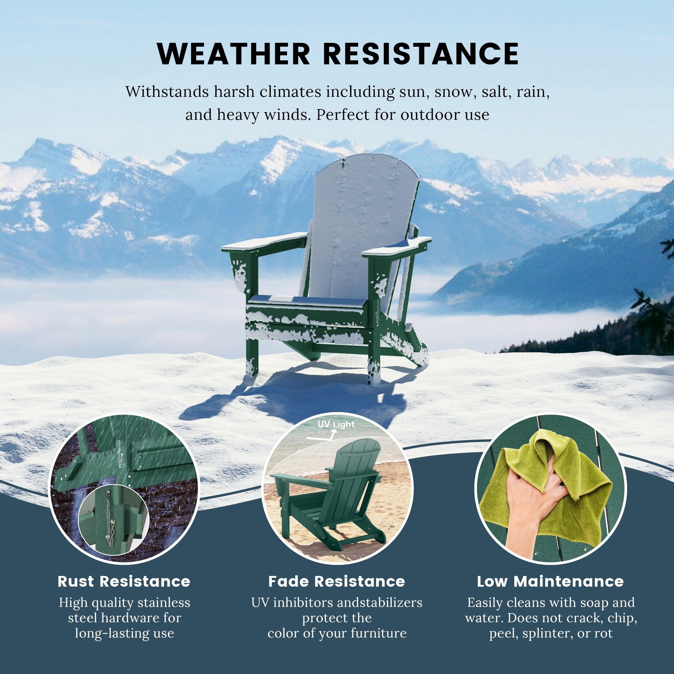 Polytrends Laguna Weather Resistant Outdoor Patio Folding Adirondack Chairs (Set of 2)