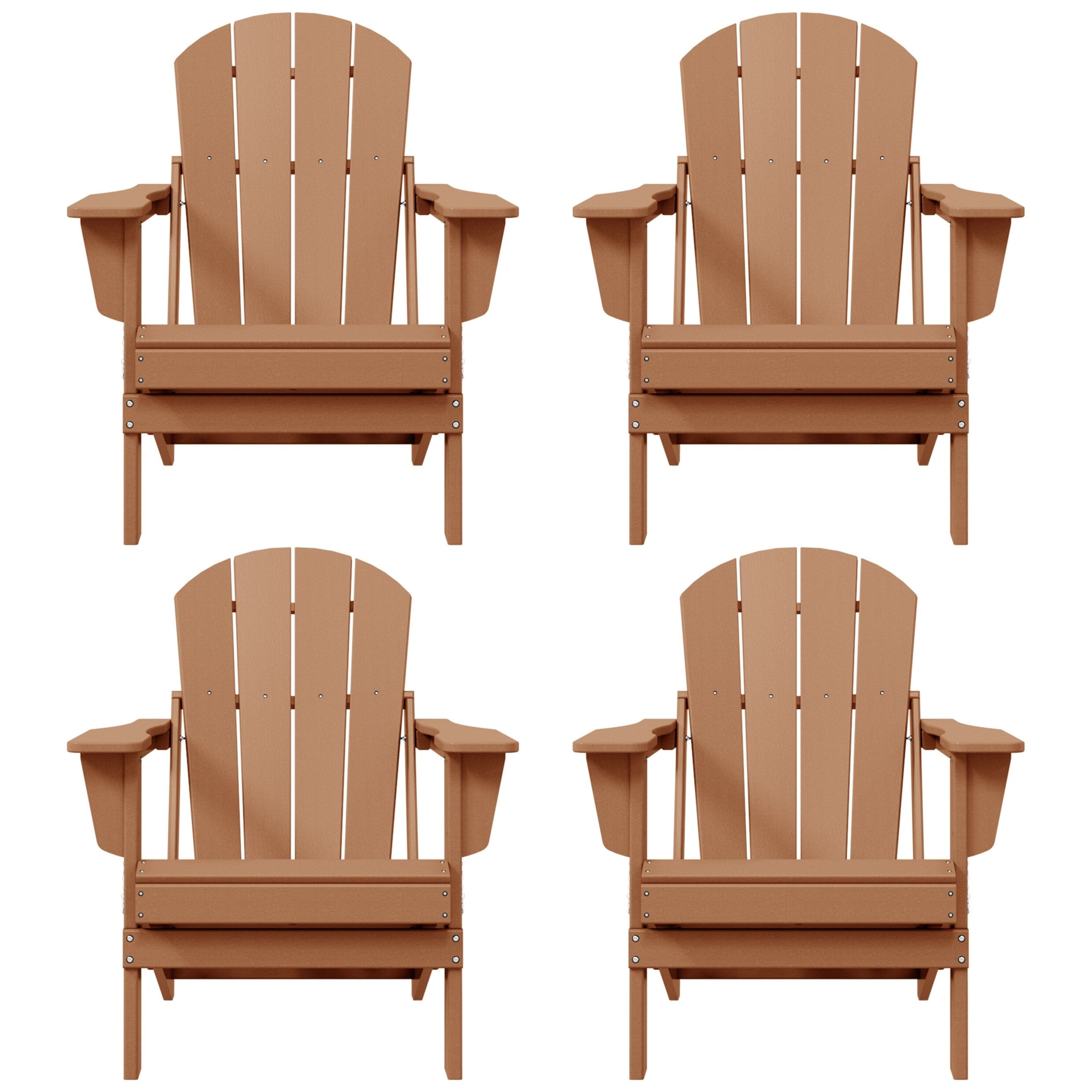 Polytrends Laguna Weather Resistant Outdoor Patio Folding Adirondack Chairs (Set of 4)