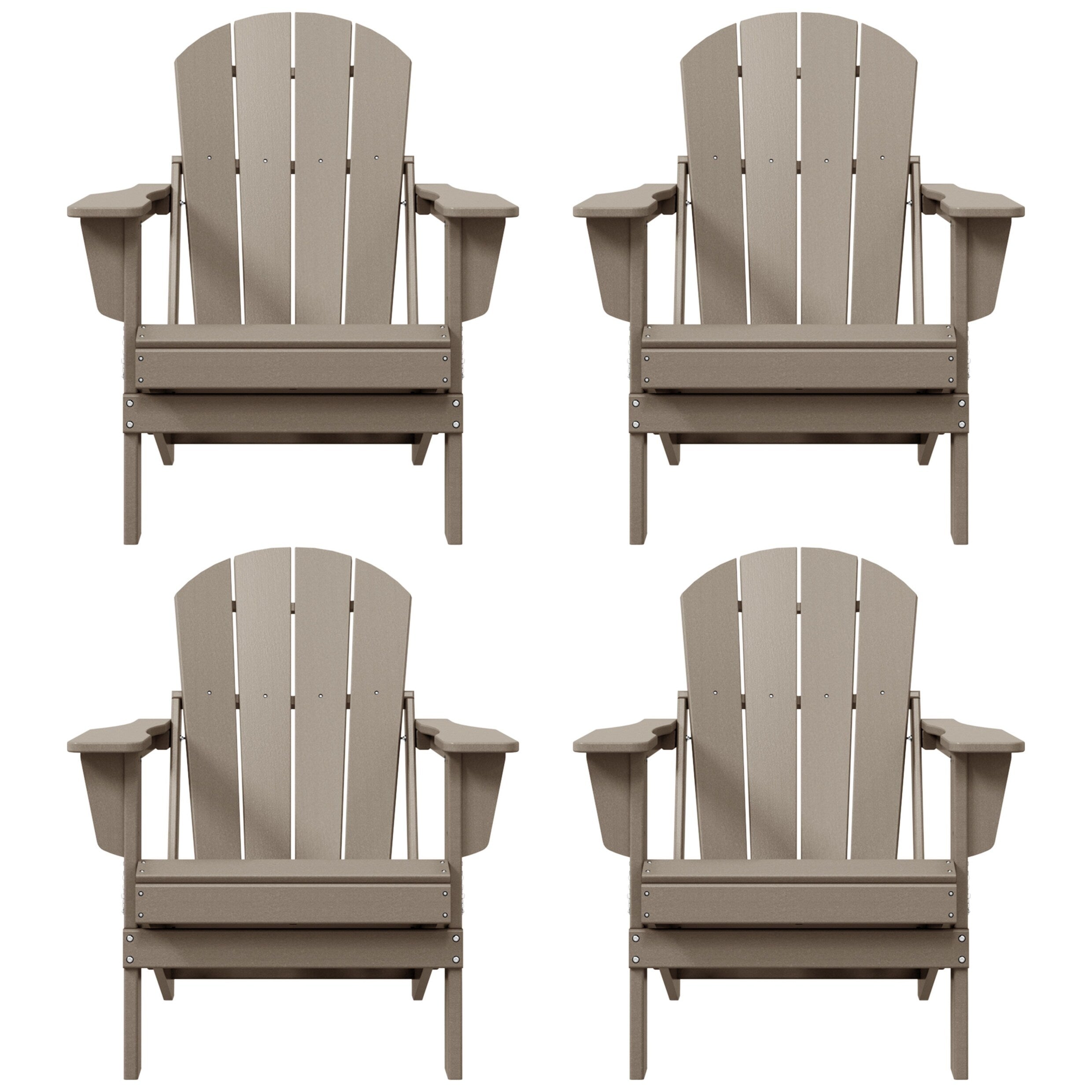 Polytrends Laguna Weather Resistant Outdoor Patio Folding Adirondack Chairs (Set of 4)