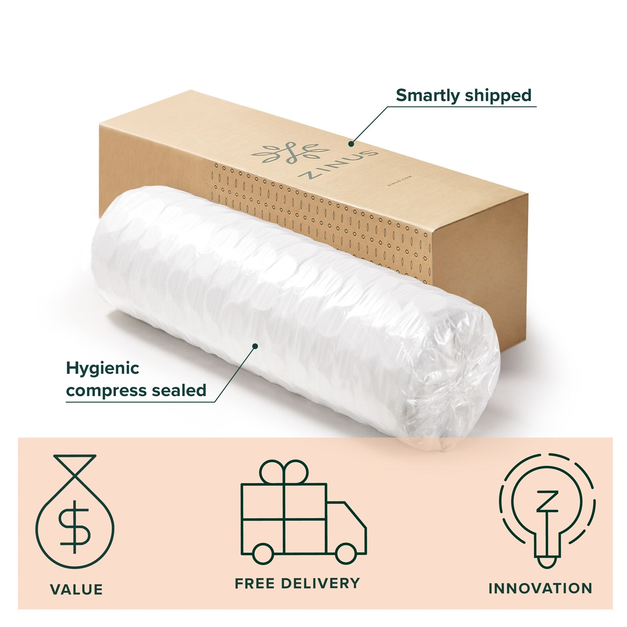 Priage by ZINUS 8 Inch Comfort Essential Pocket Spring Hybrid Mattress