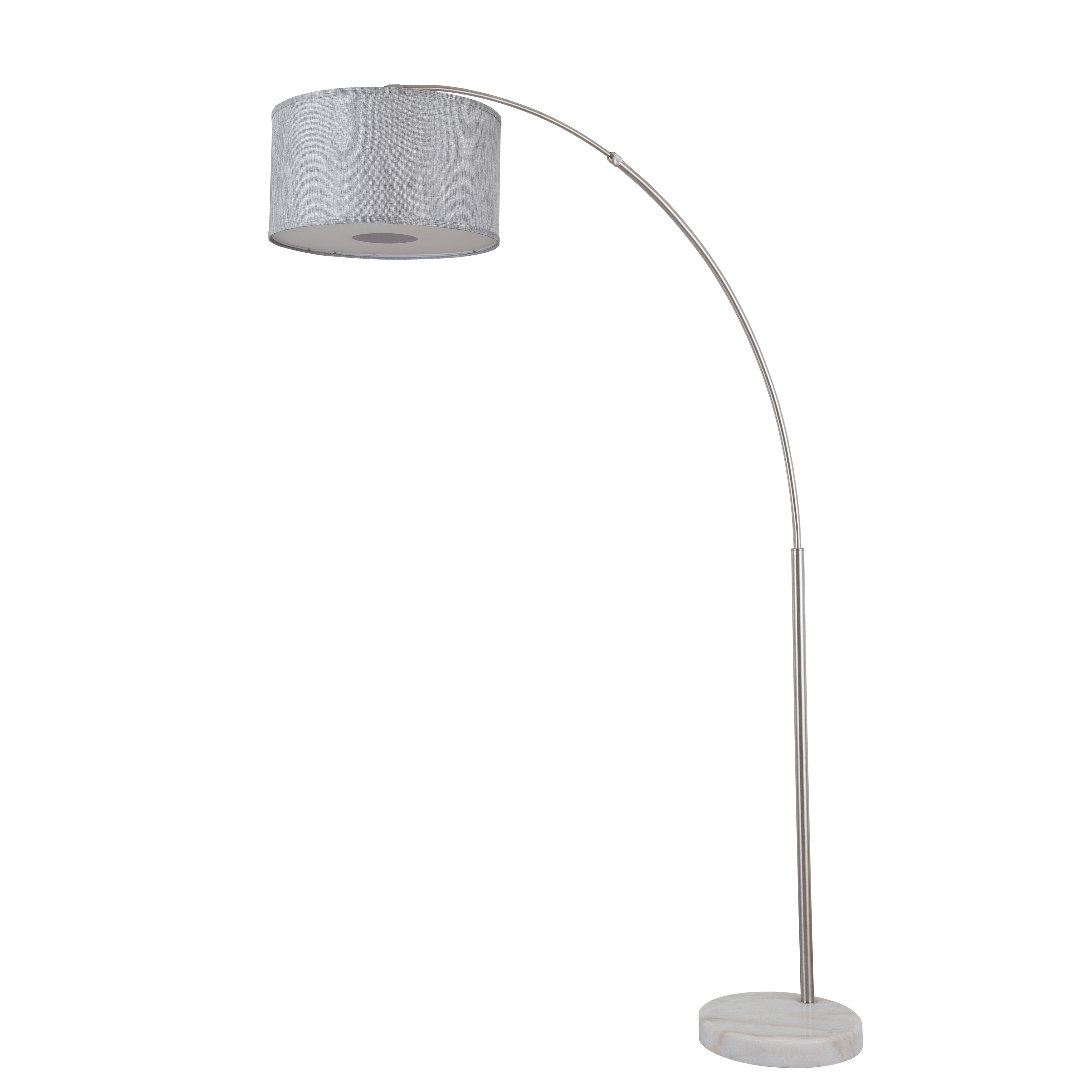 Q-Max 81 Steel Adjustable Arching Floor Lamp With Extra Large Shade and Marble Base