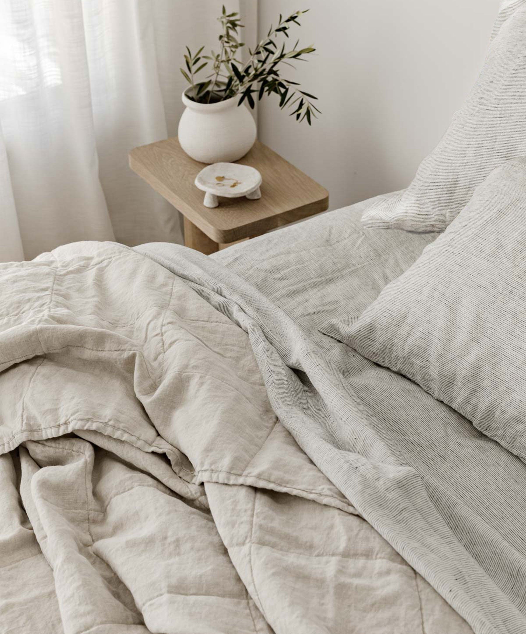 Quilted Bedcover - Natural