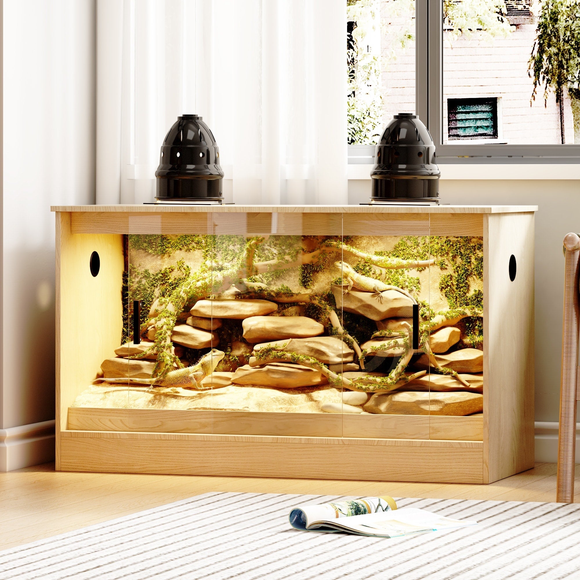 Reptile Habitat -Spacious Terrarium for Lizards, Snakes & More - 47.2