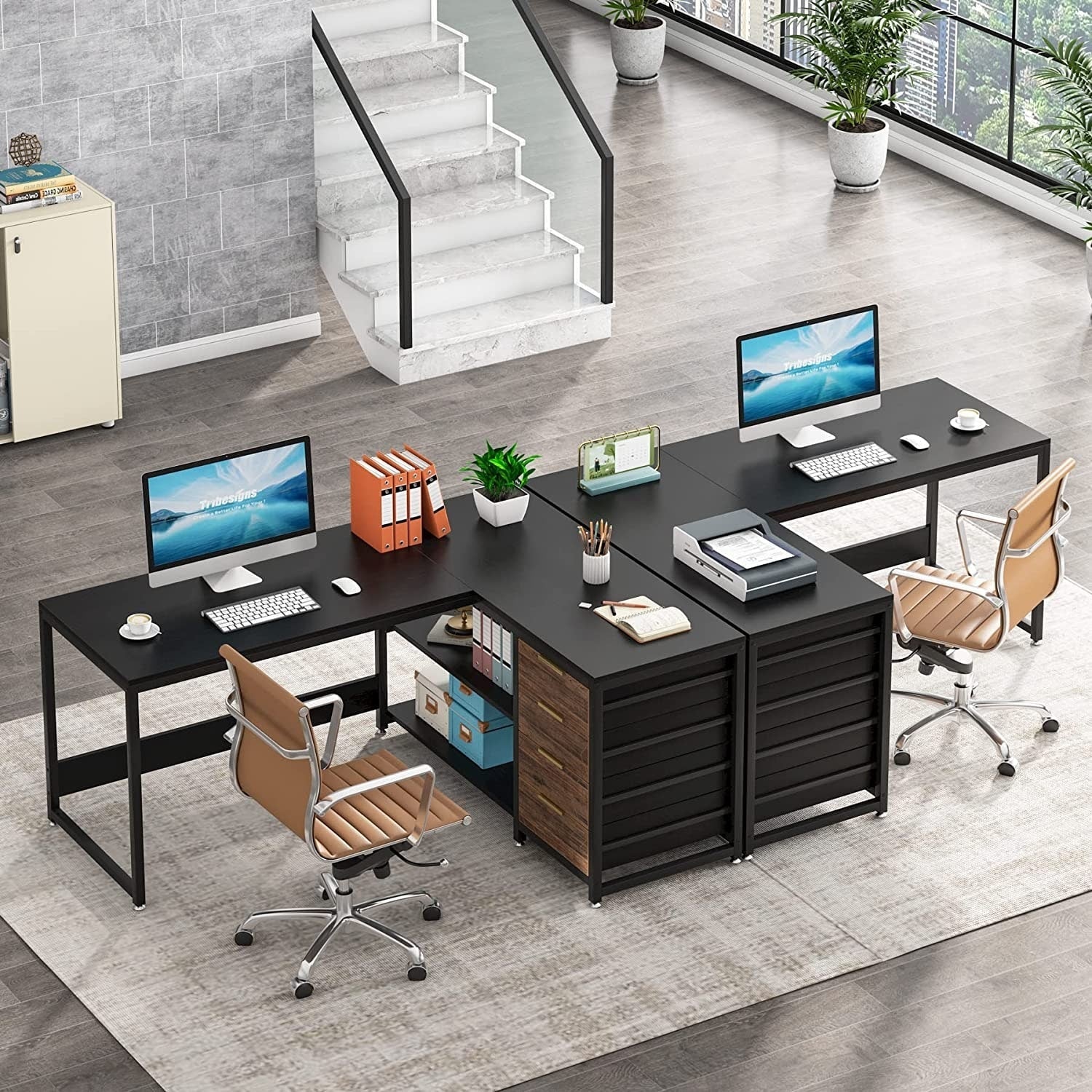 Reversible L-Shaped Office Desk Computer Desk Sturdy Writing Table Workstation