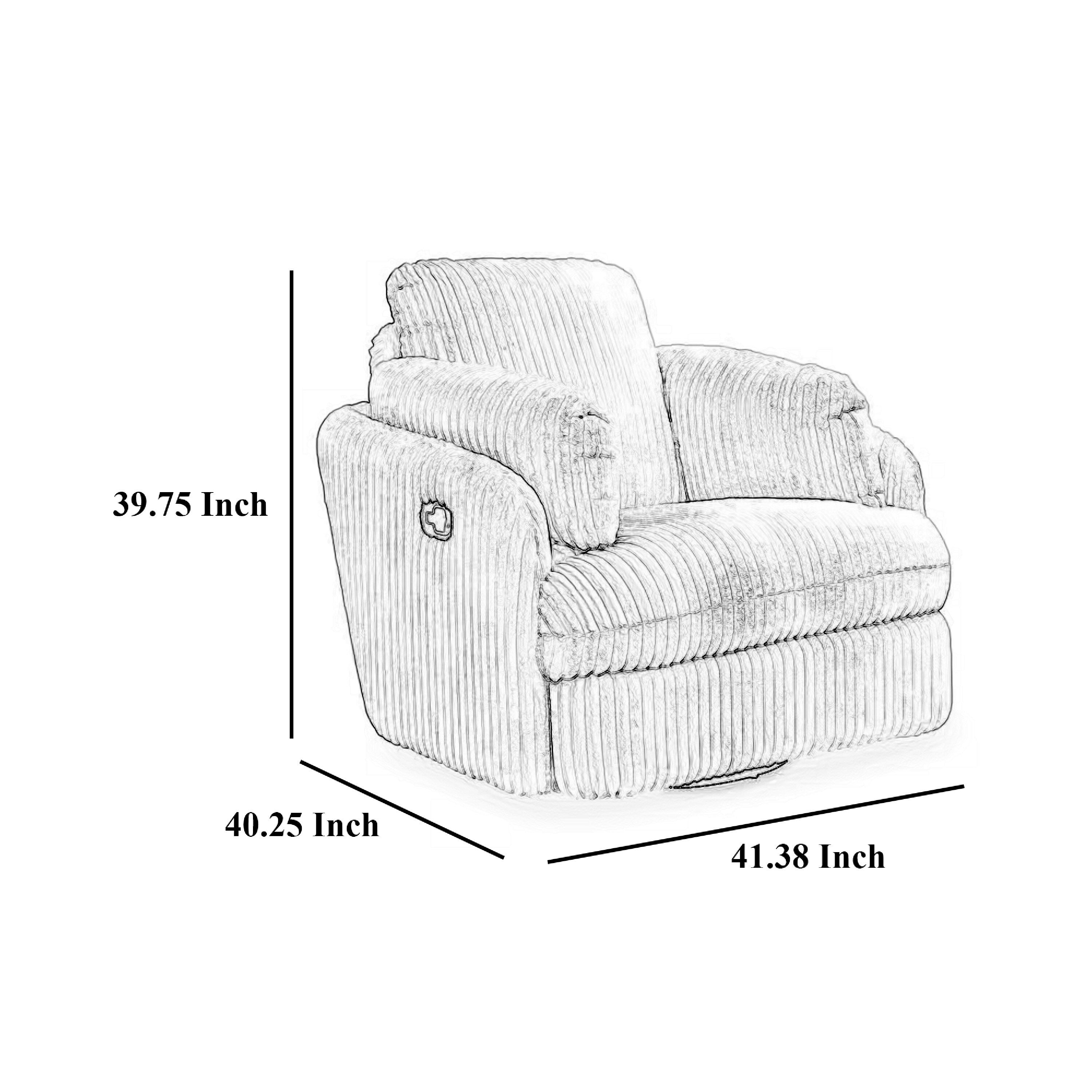 Rikki Swivel Glider Manual Recliner Chair, Gray Corduroy, 2 Pillows