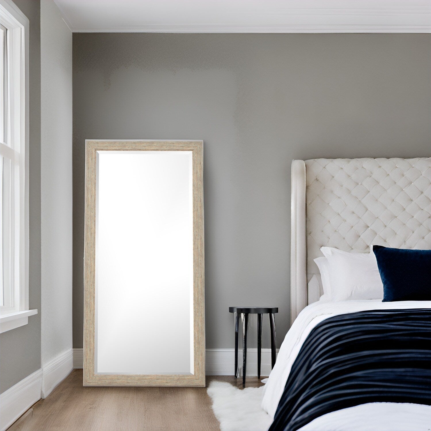 Rustic Full-Length Floor Mirror - 66 x 32 Rectangular Wood Frame Full Body Mirror for Living room, Bedroom